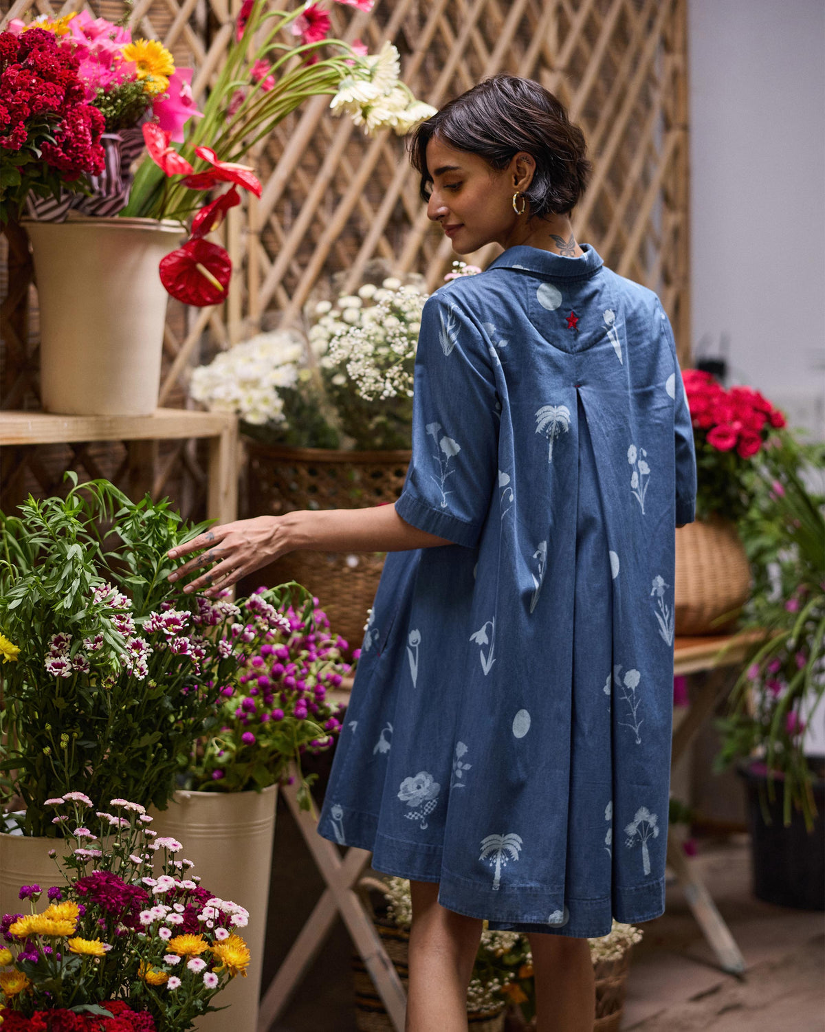 Happy Heart Dress - 100% Cotton Denim A-Line Fit