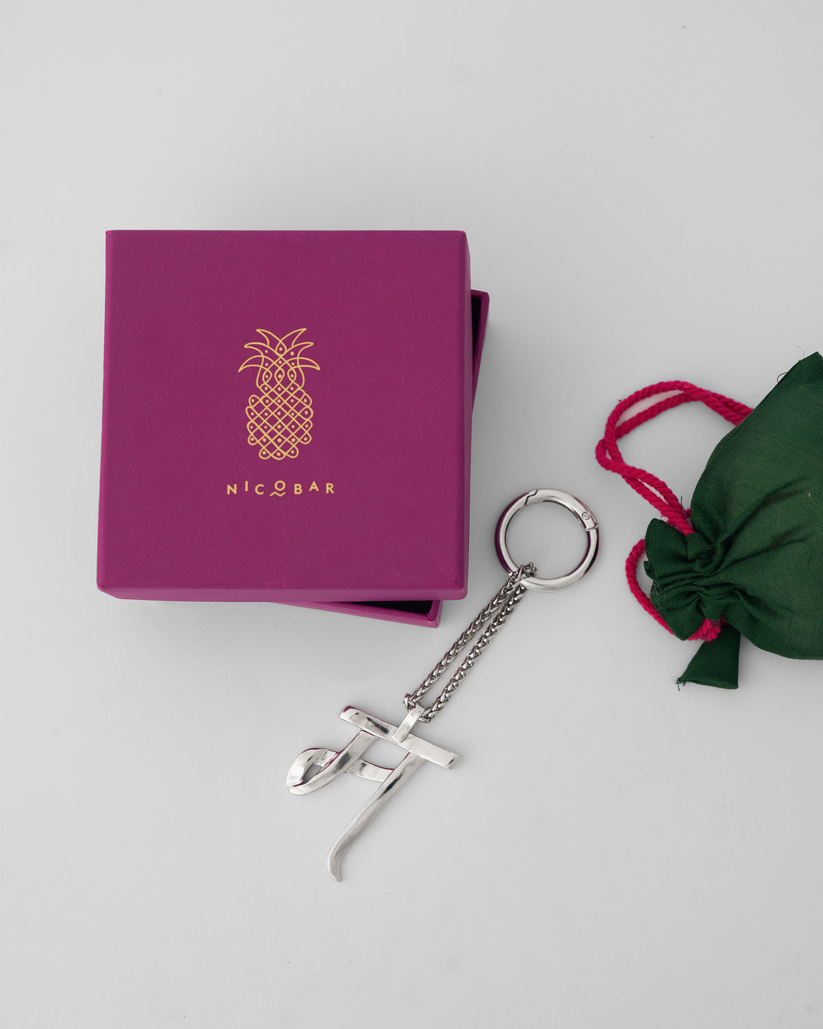 Alphabet- M- Bag Charm - Silver