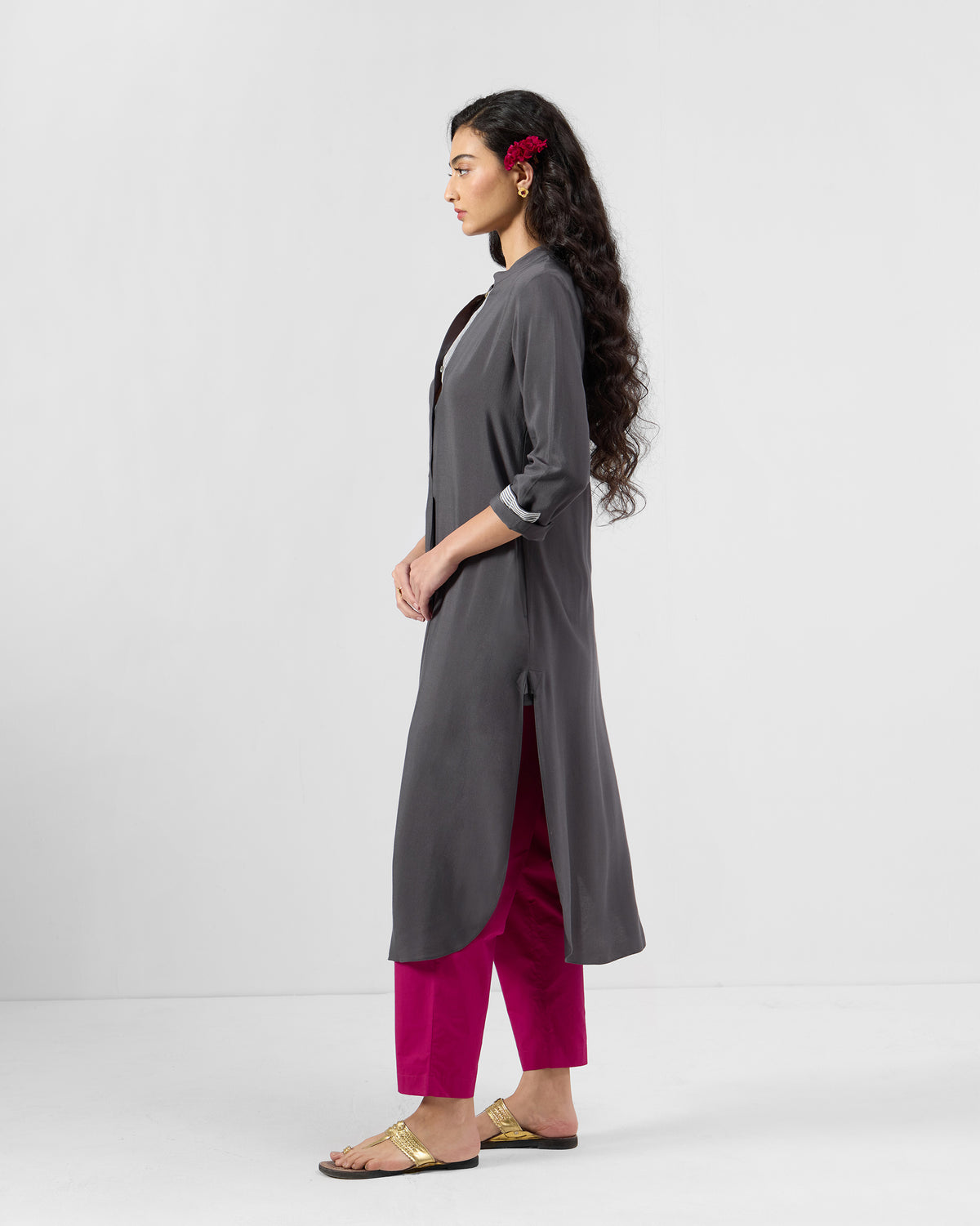 Basic Long Length Kurta - Silk Blend Regular Fit