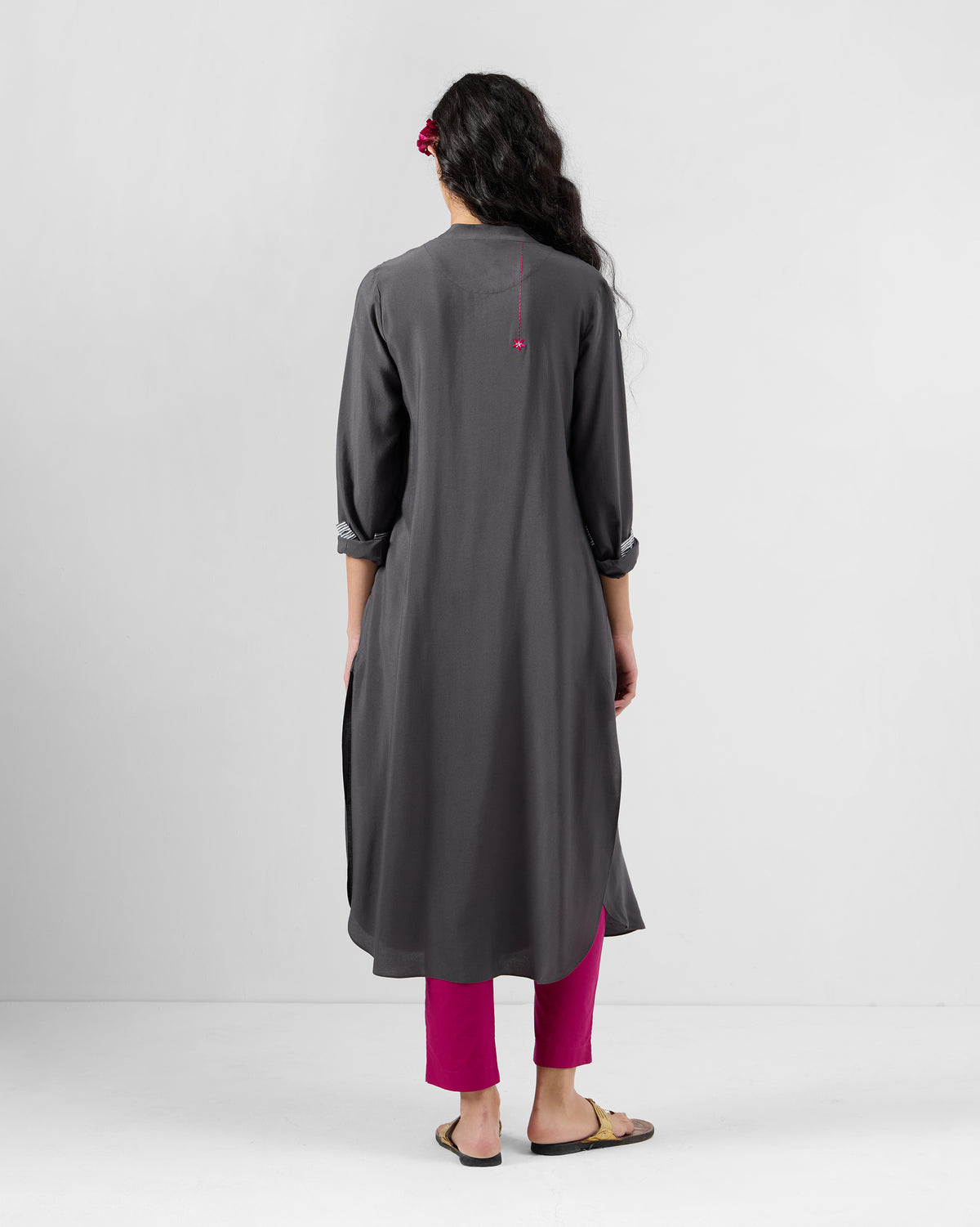 Basic Long Length Kurta - Silk Blend Regular Fit