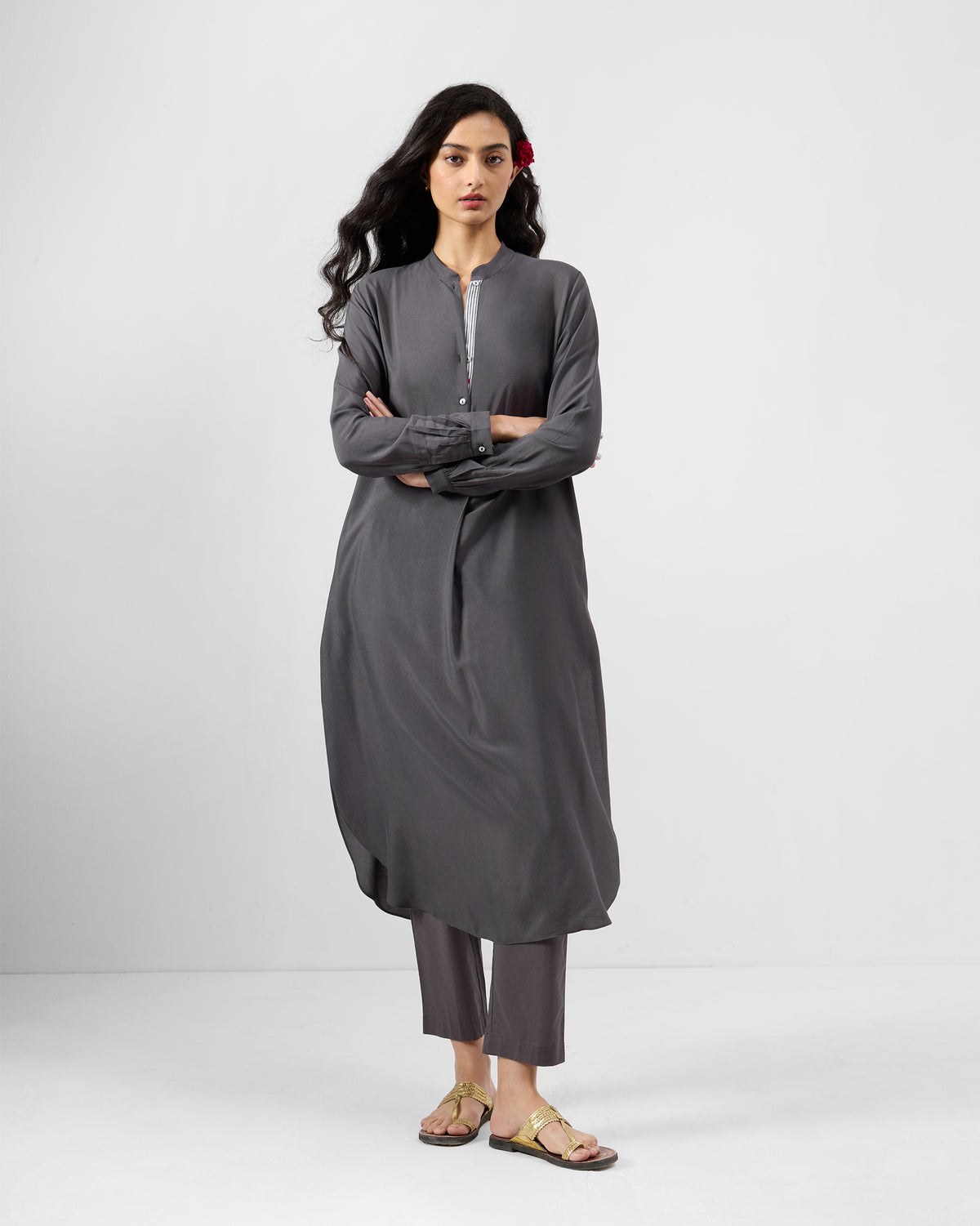 Basic Long Length Kurta - Silk Blend Regular Fit