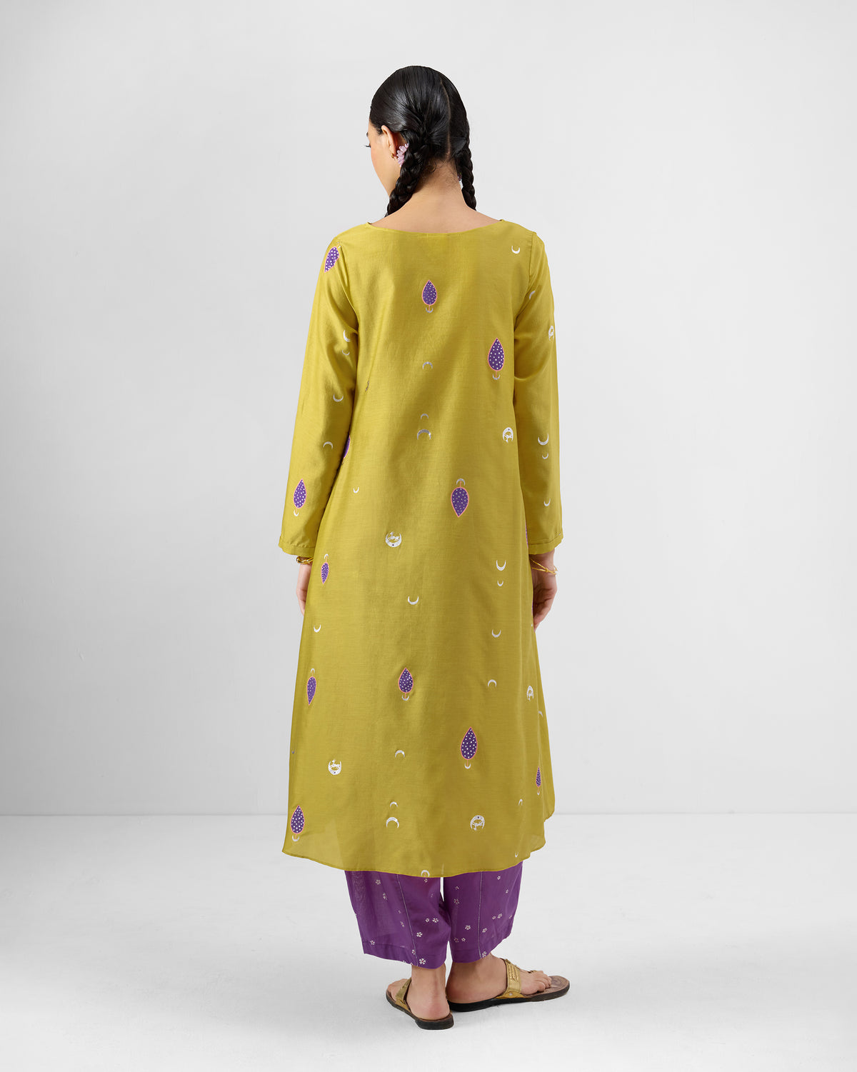 Boat Neck Kurta - Cotton Silk A-Line Fit
