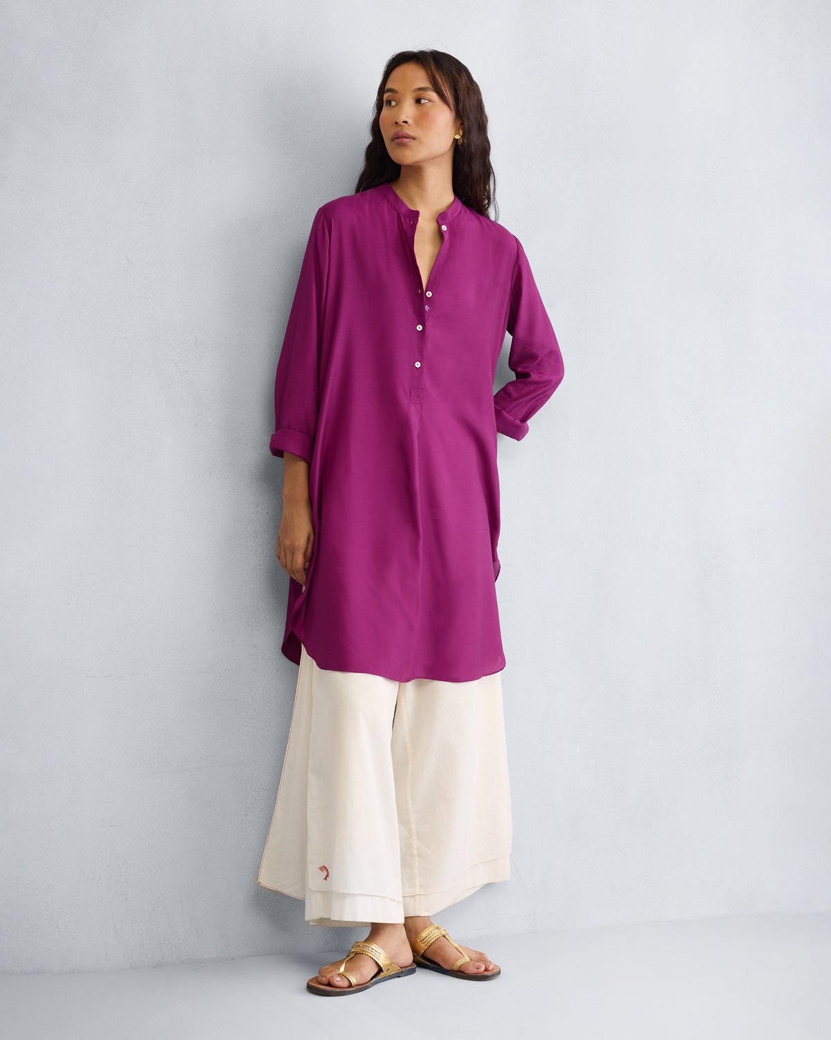 Basic Mid Length Kurta - Mulberry