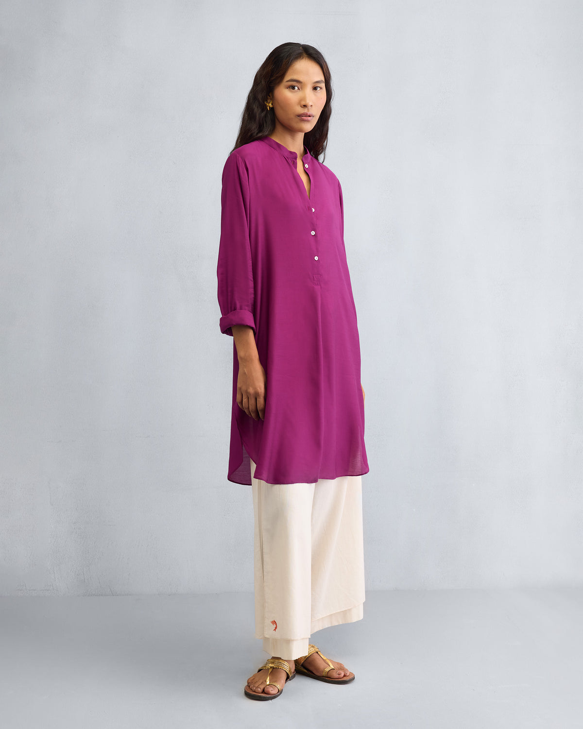 Basic Mid Length Kurta - Mulberry