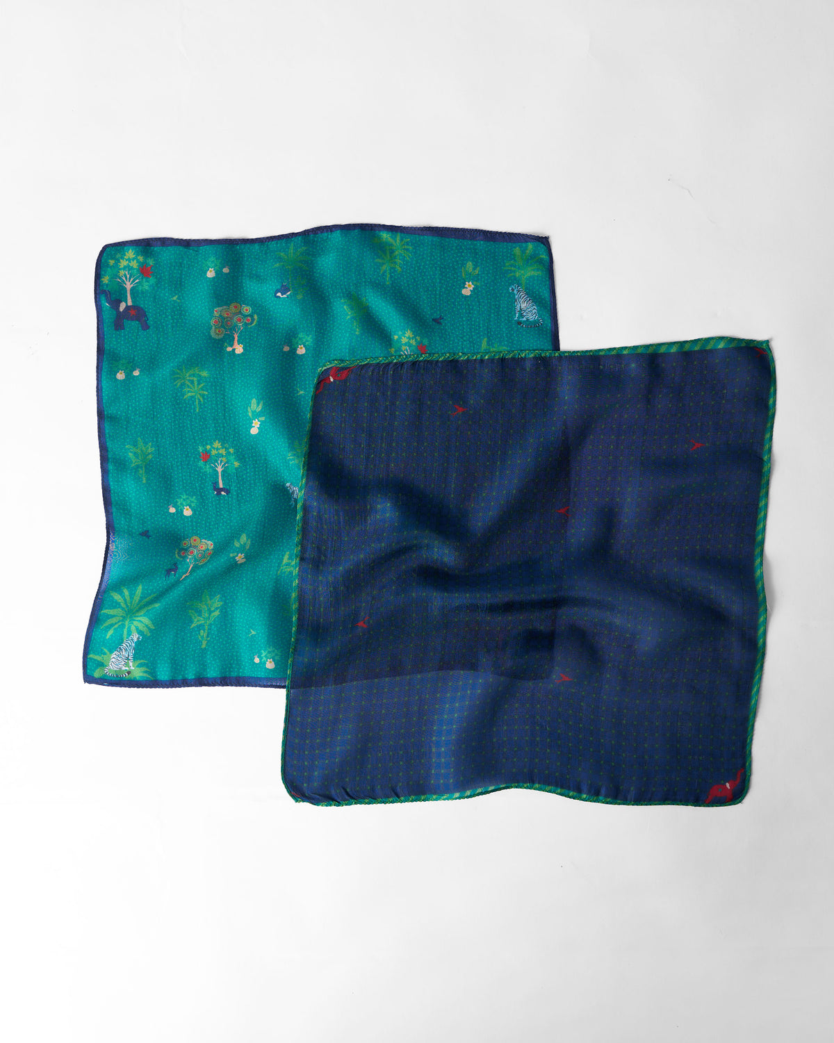 Firefly Pocket Sqaures - Aqua & Navy