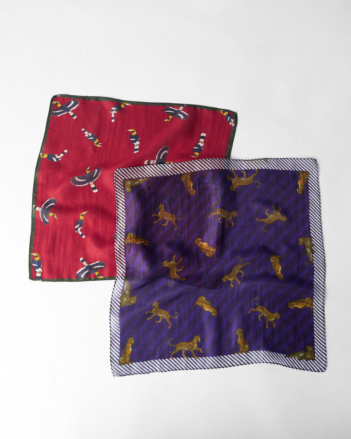 Leopard Pocket Sqaures - Purple & Crimson