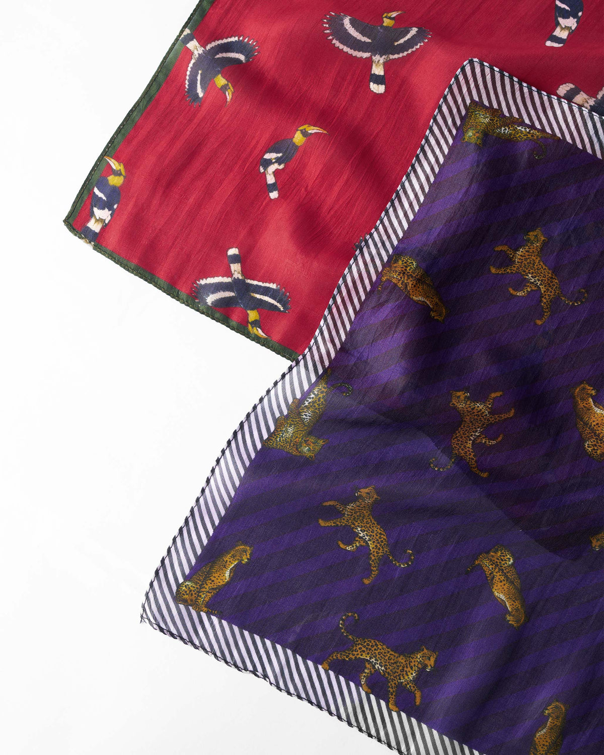 Leopard Pocket Squares- Purple & Crimson