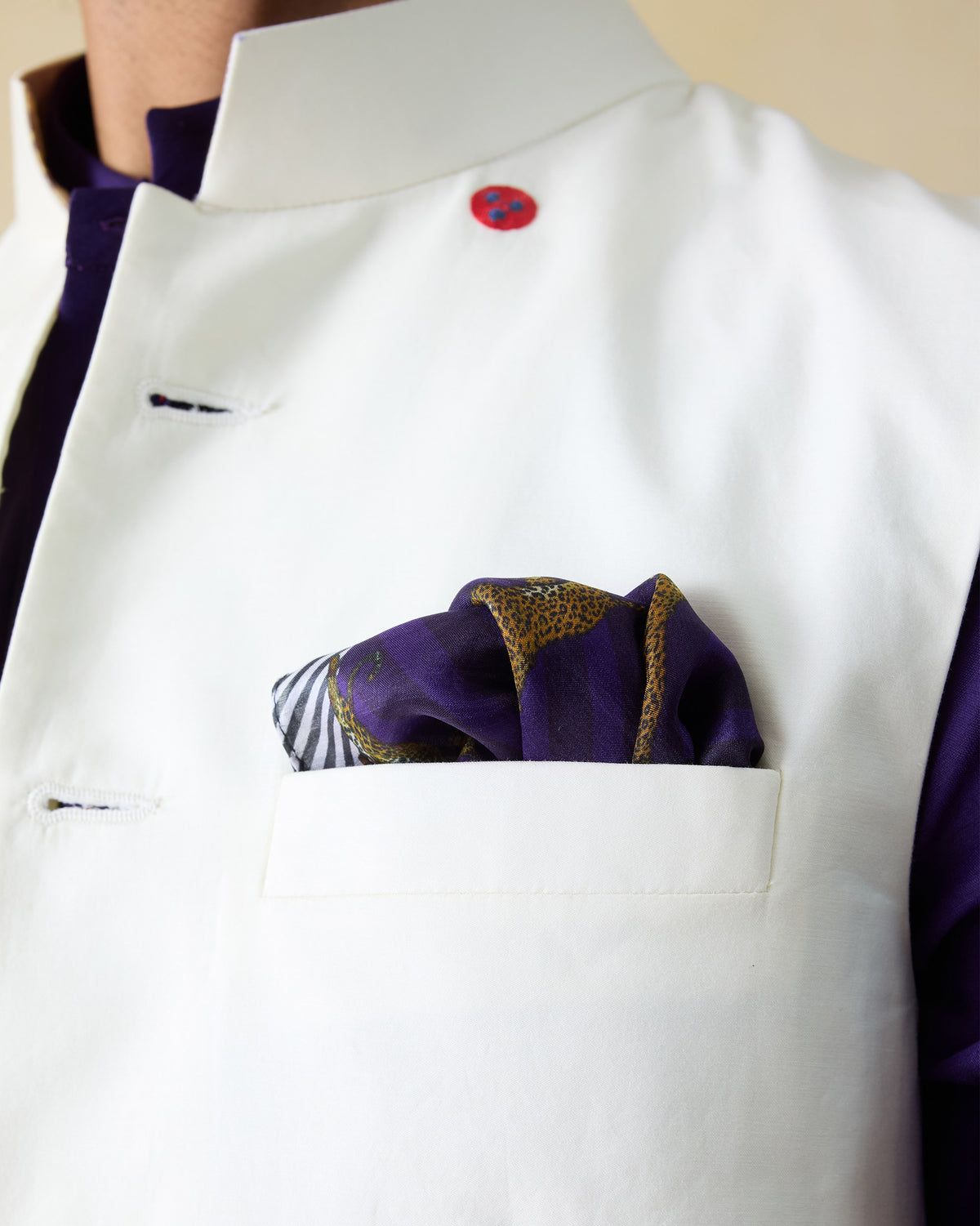 Leopard Pocket Squares- Purple & Crimson