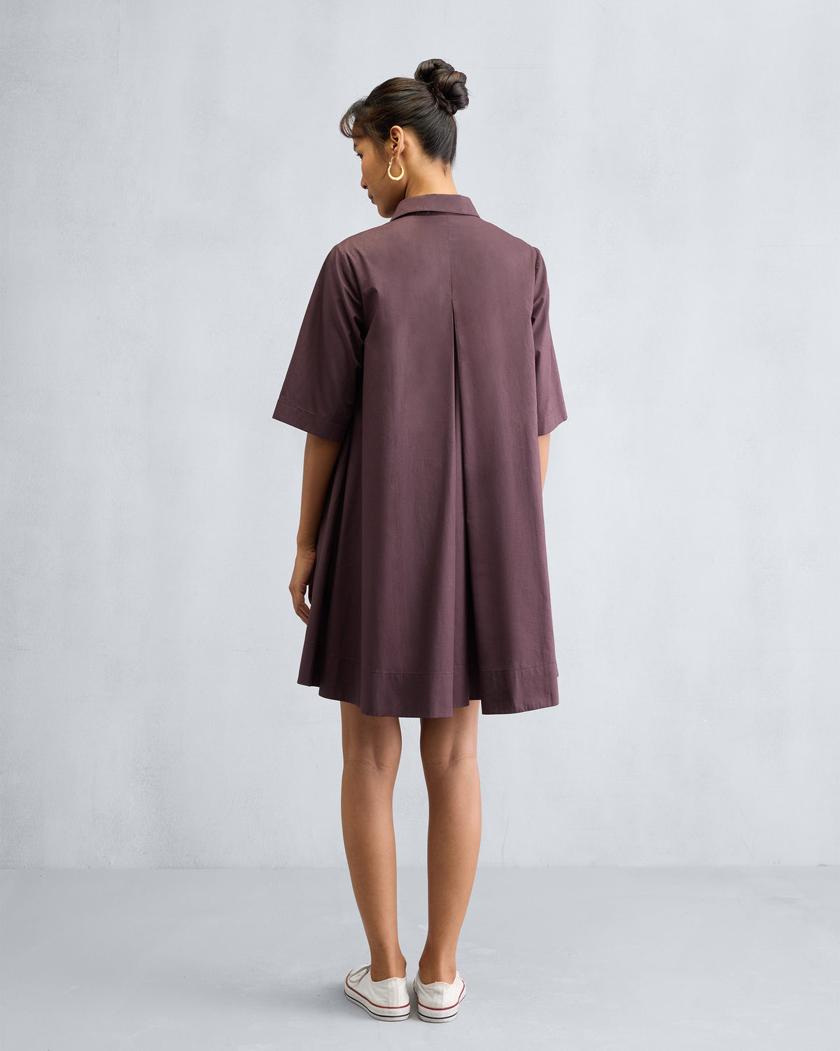 A-line Short Dress - Chocolate Plum