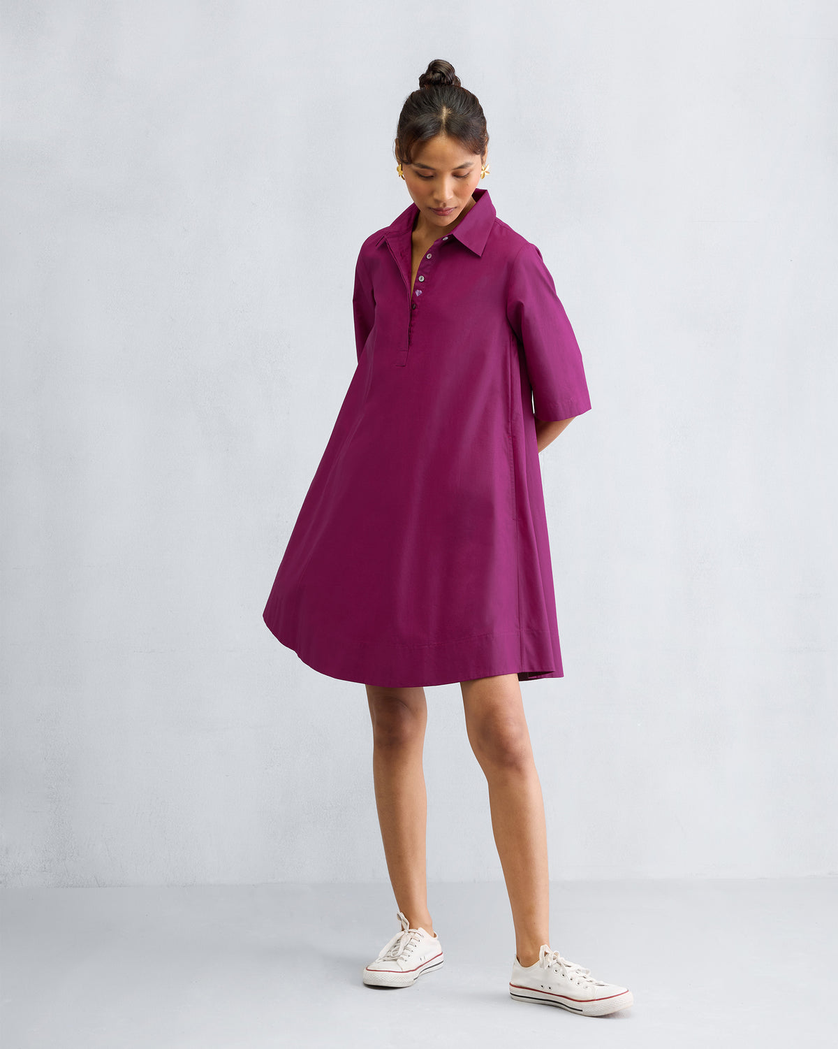 A-line Short Dress - Mulberry