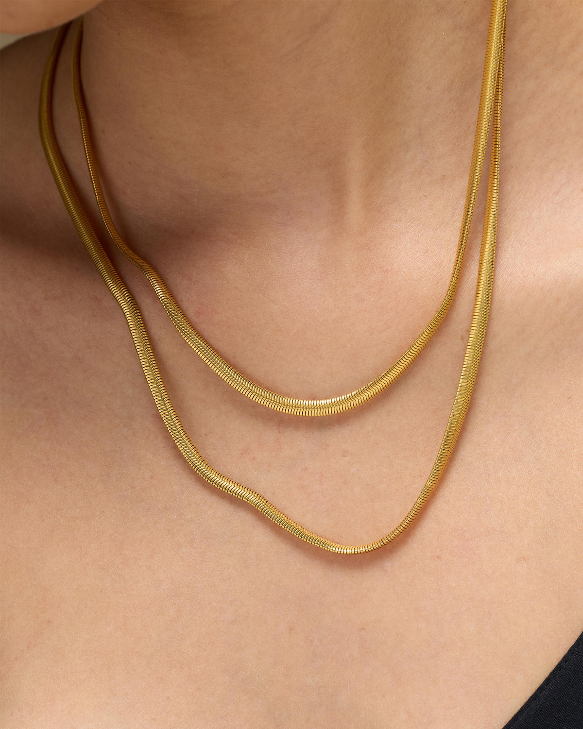 Layered Herringbone Chain - Gold