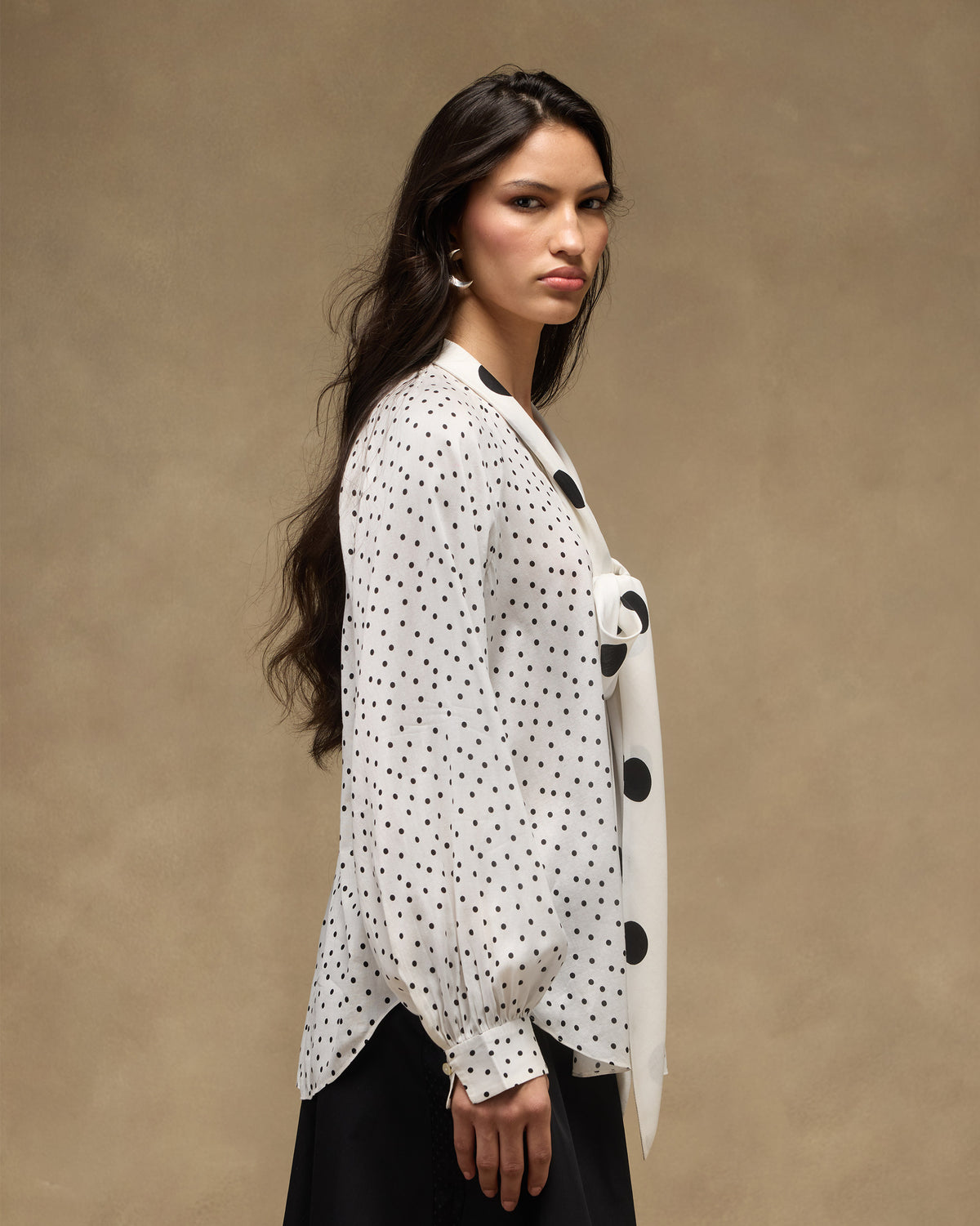 Whirl Tie Up Top - Cotton Silk Regular Fit