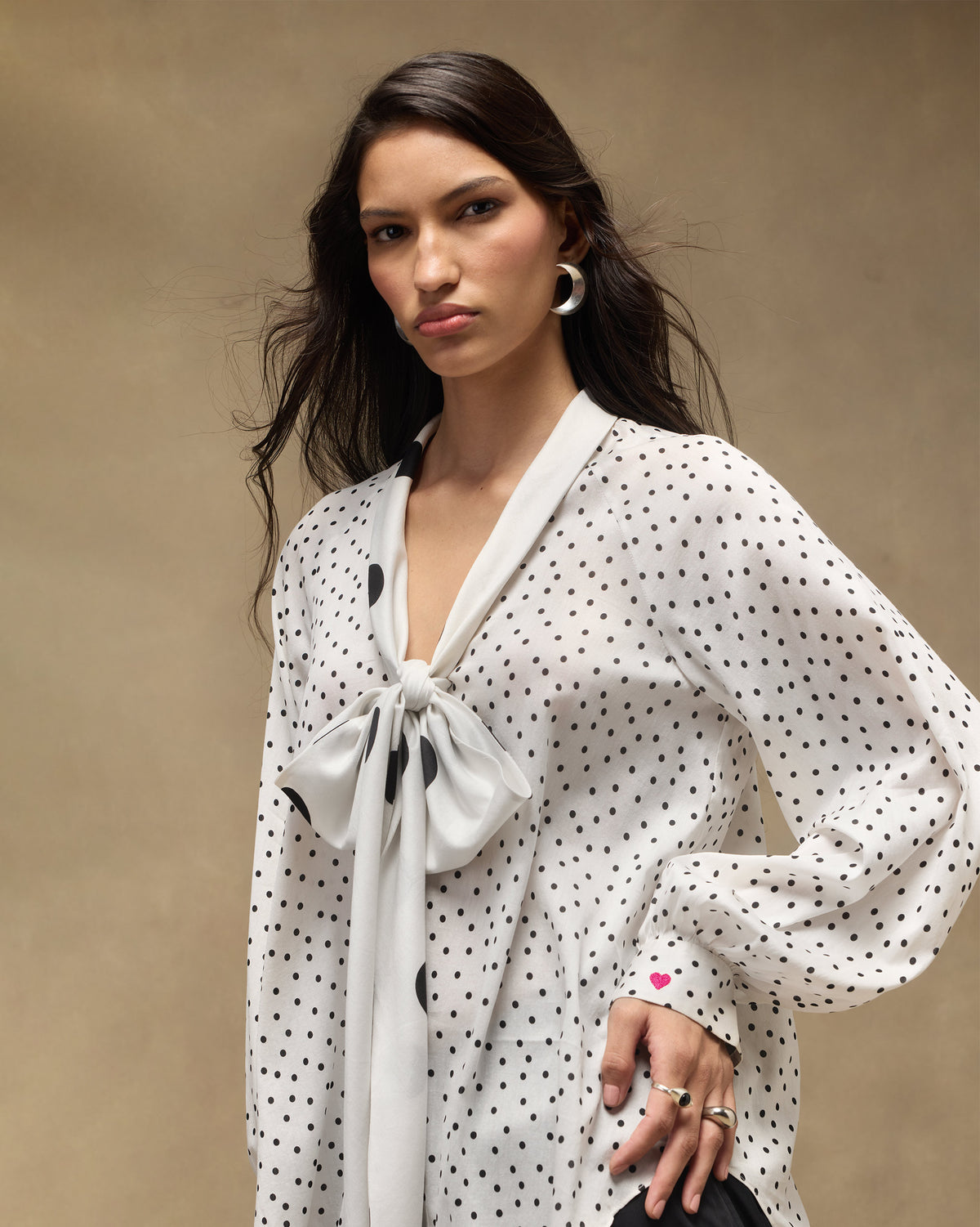 Whirl Tie Up Top - Cotton Silk Regular Fit