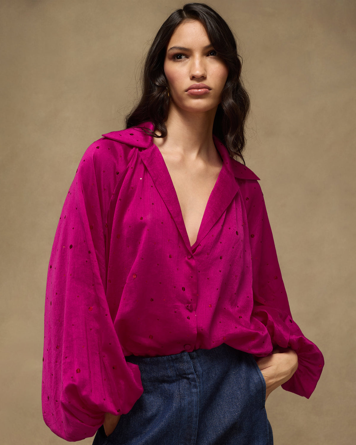 Cloud Overlay - Cotton Silk Loose Fit (Fuchsia)