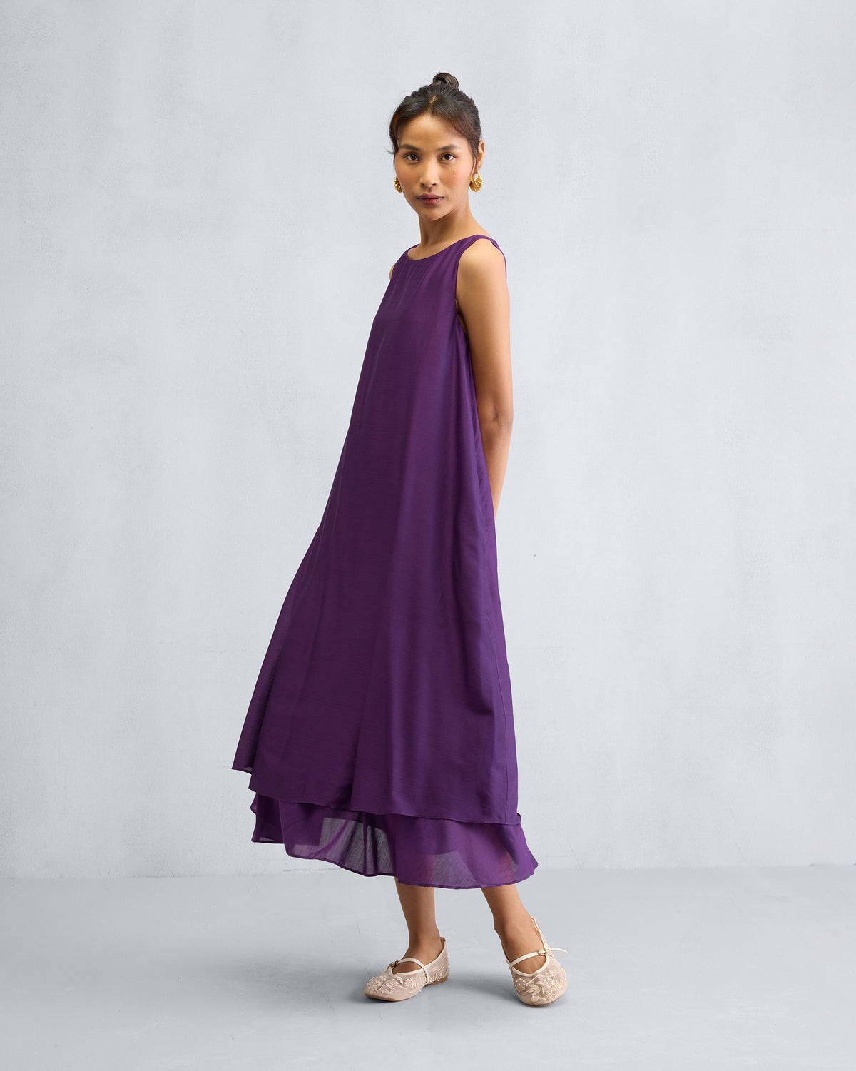 Double Layer Dress -Chanderi A-Line FIt