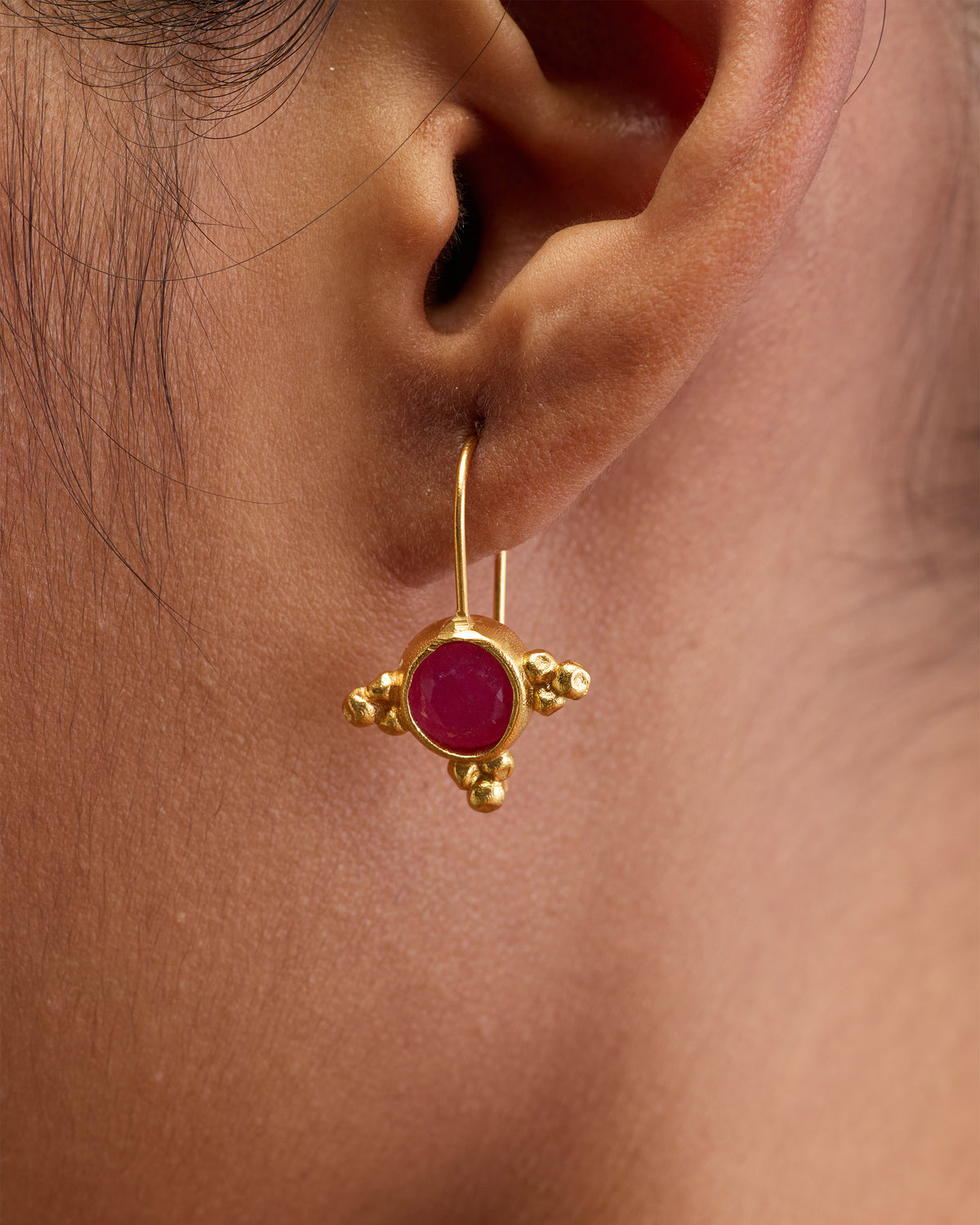 Pink Jade Drops - Gold