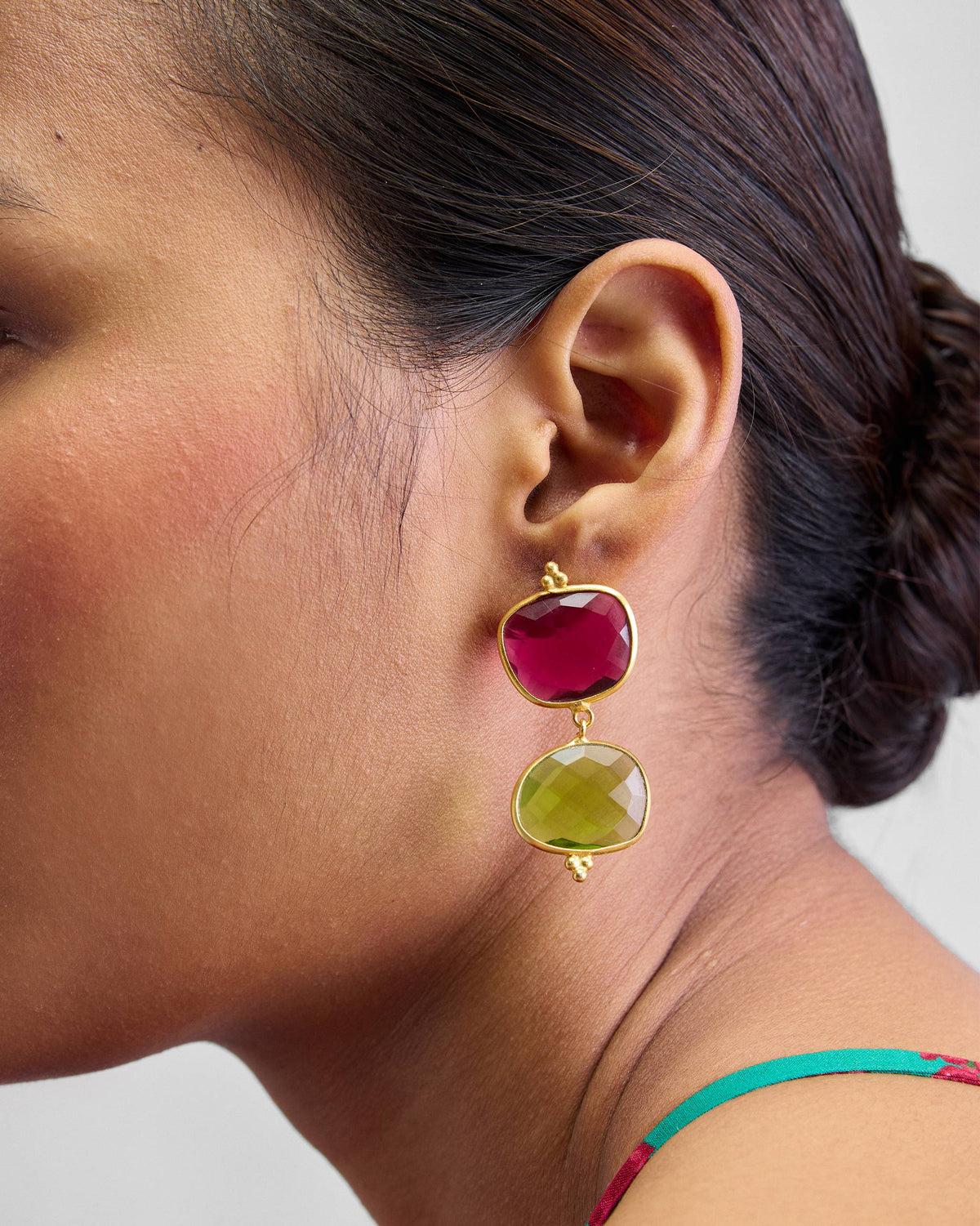 Nadi Earrings - Pink & Green