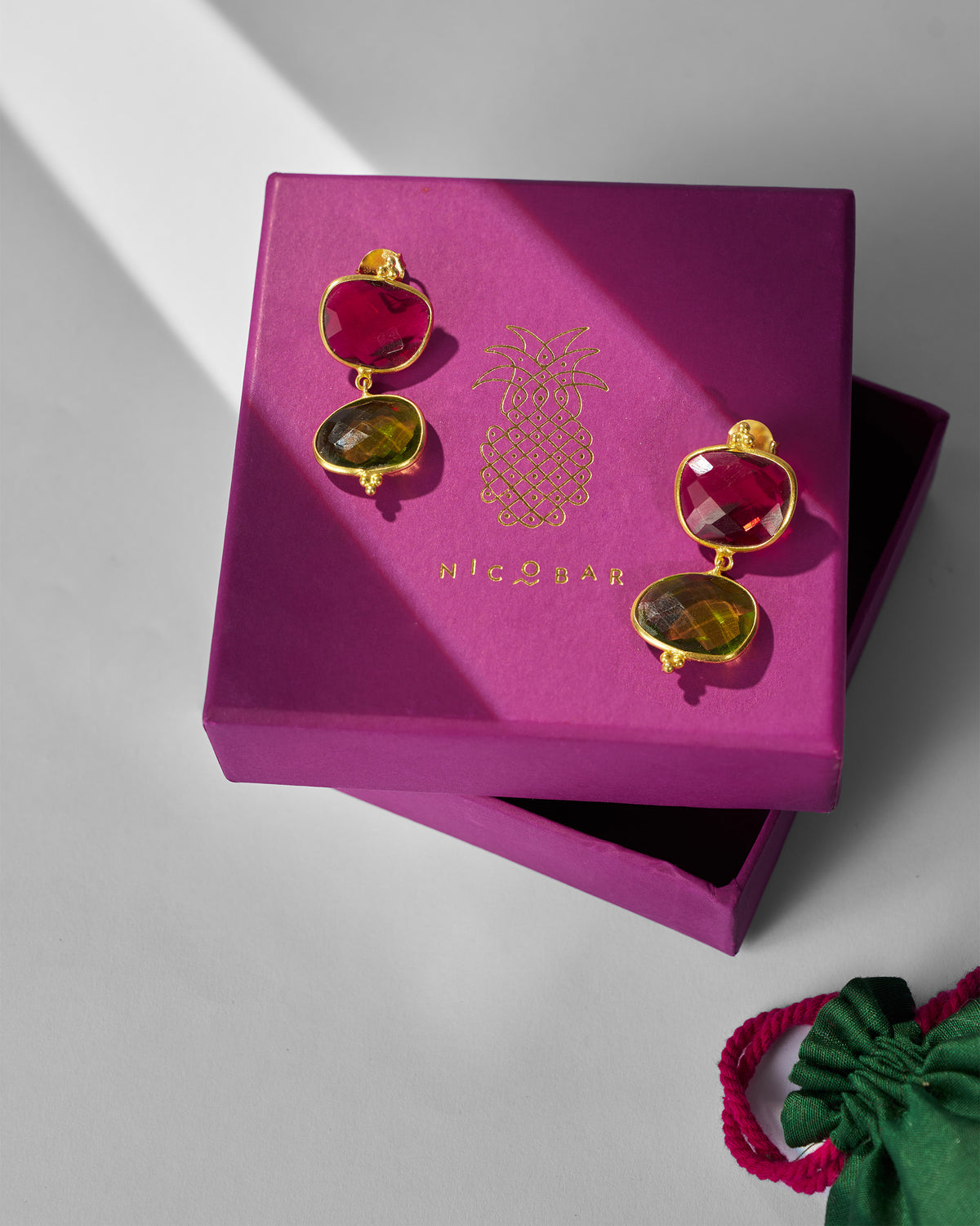 Nadi Earrings - Pink & Green