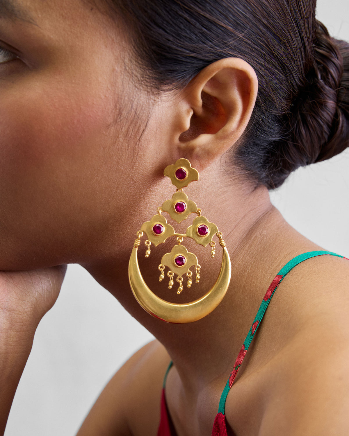 Moon Flower Earrings - Gold