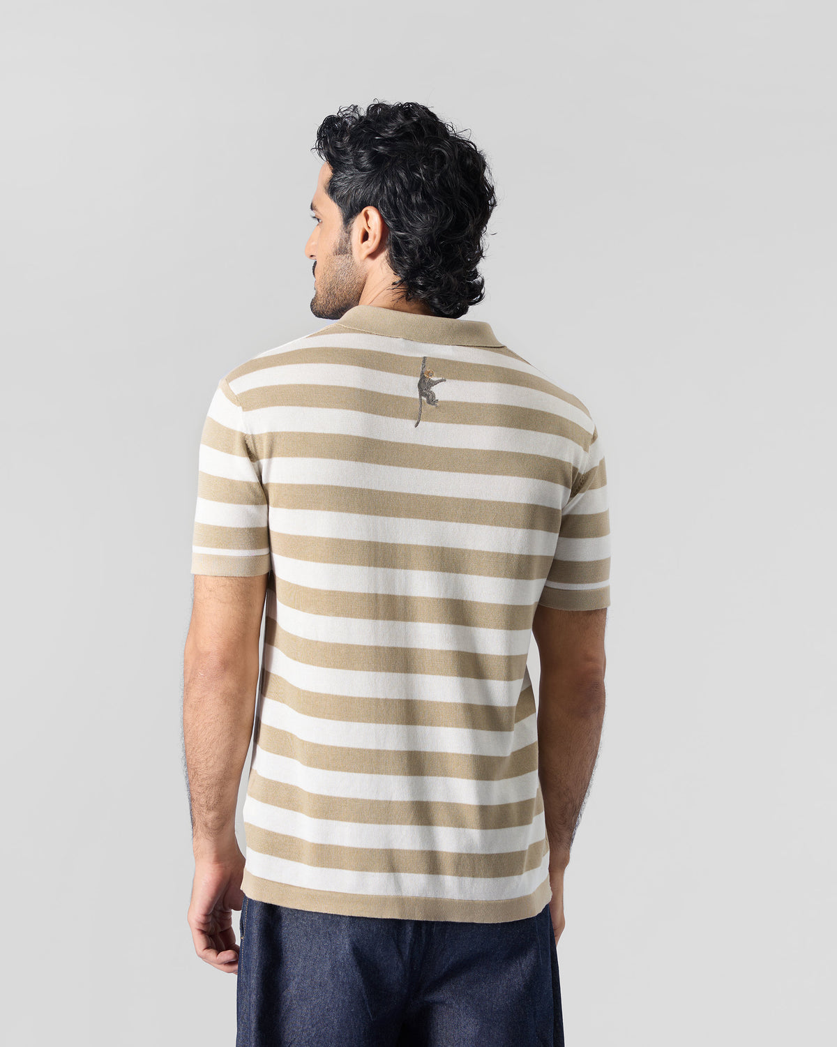 Macaque Polo T-Shirt - Ivory & Sand