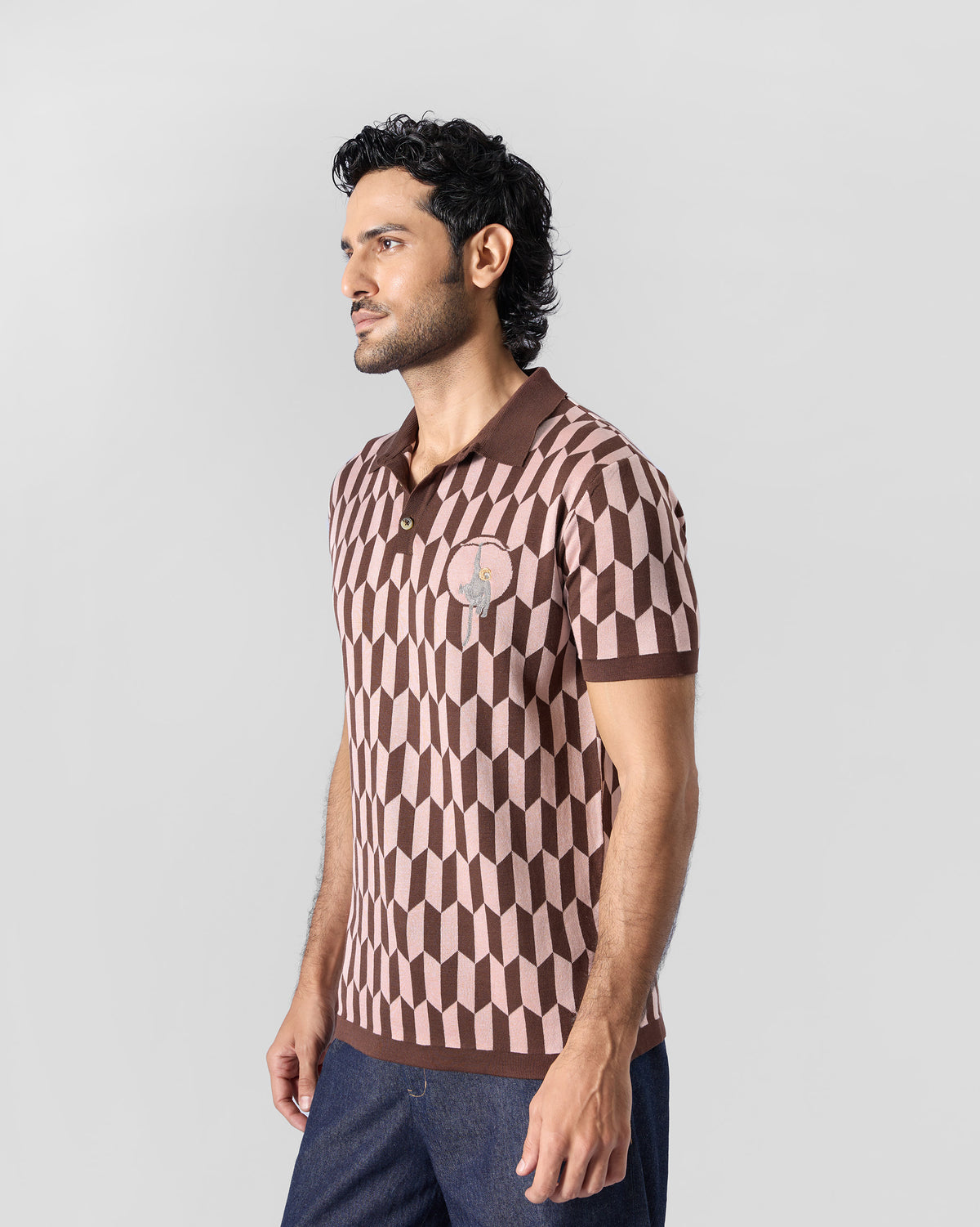 Langur Polo T-Shirt - Brown & Pink
