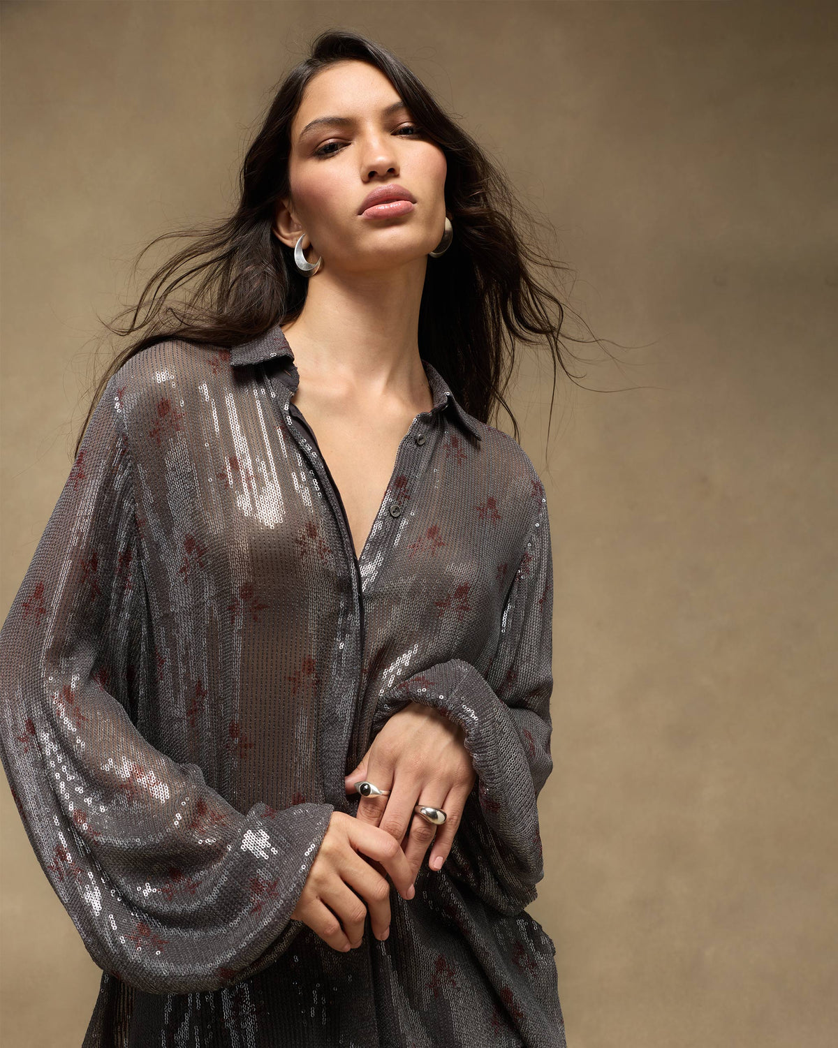 Bacchus Shirt - Sequined Chiffon Blend