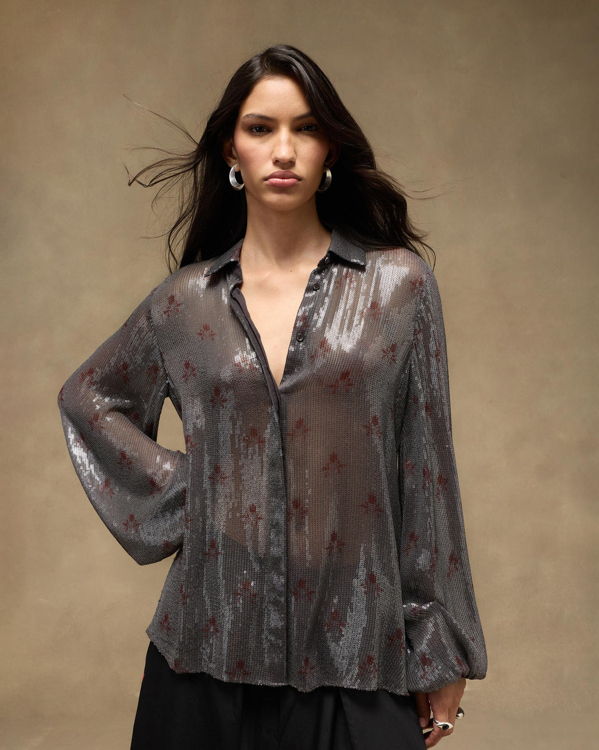 Bacchus Shirt - Sequined Chiffon Blend
