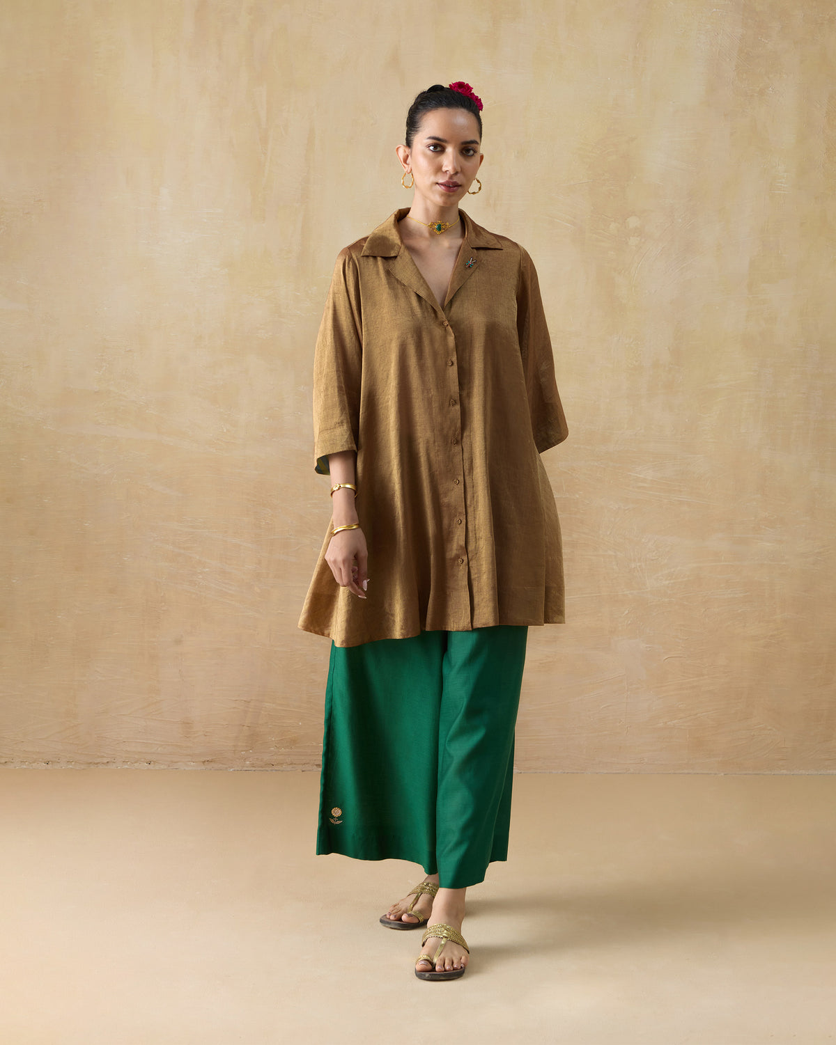 Golden Hour Shirt - Metallic Tissue A-Line Fit