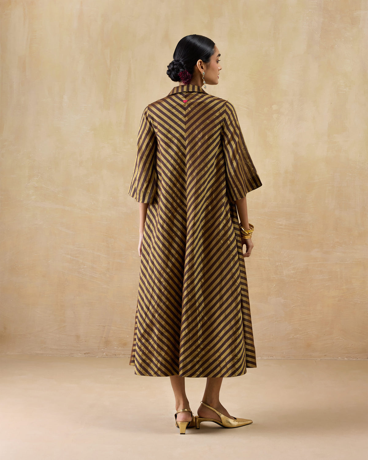 Areva Dress - Metallic Tissue A-Line Fit