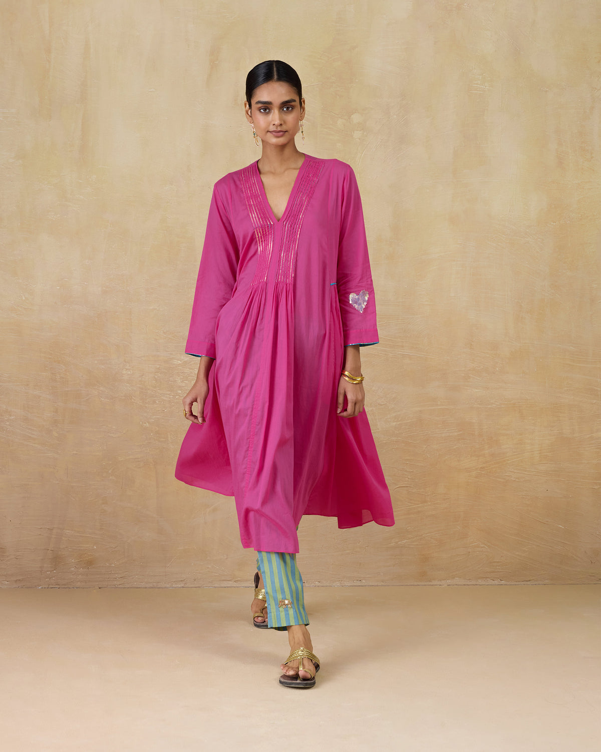 Pintuck Kurta - 100% Cotton Regular Fit
