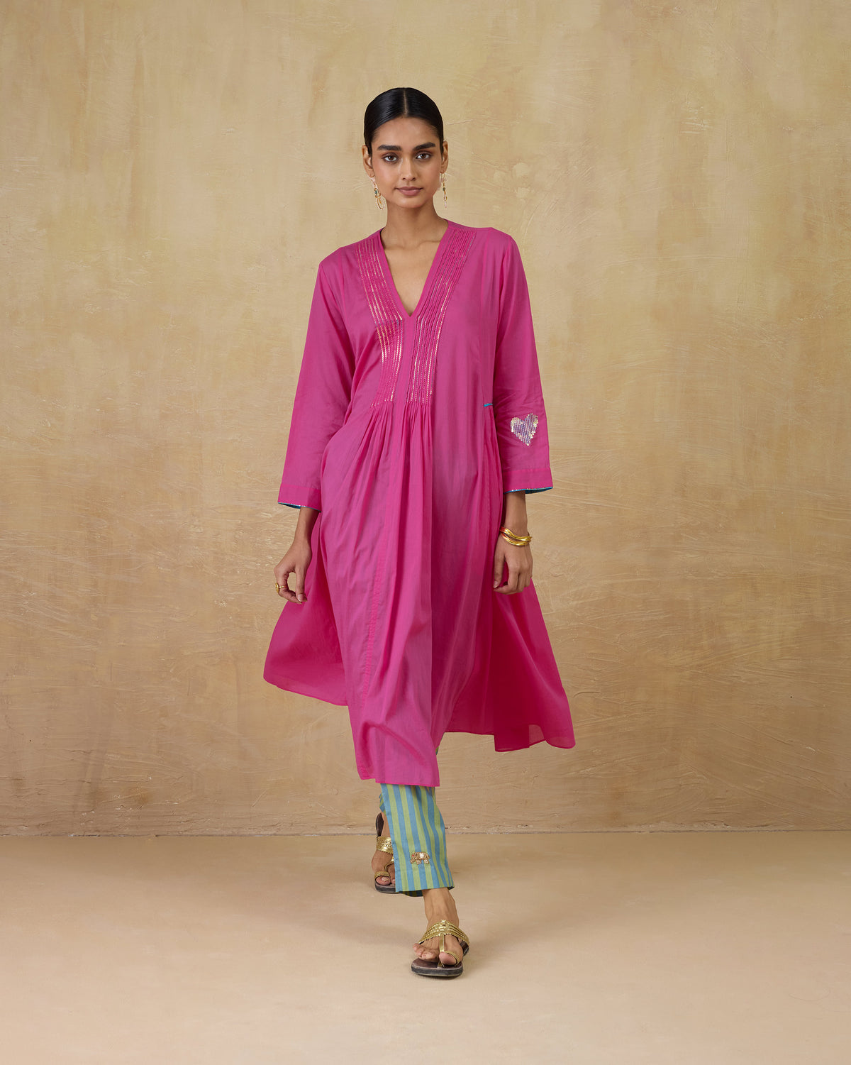 Pintuck Kurta - 100% Cotton Regular Fit