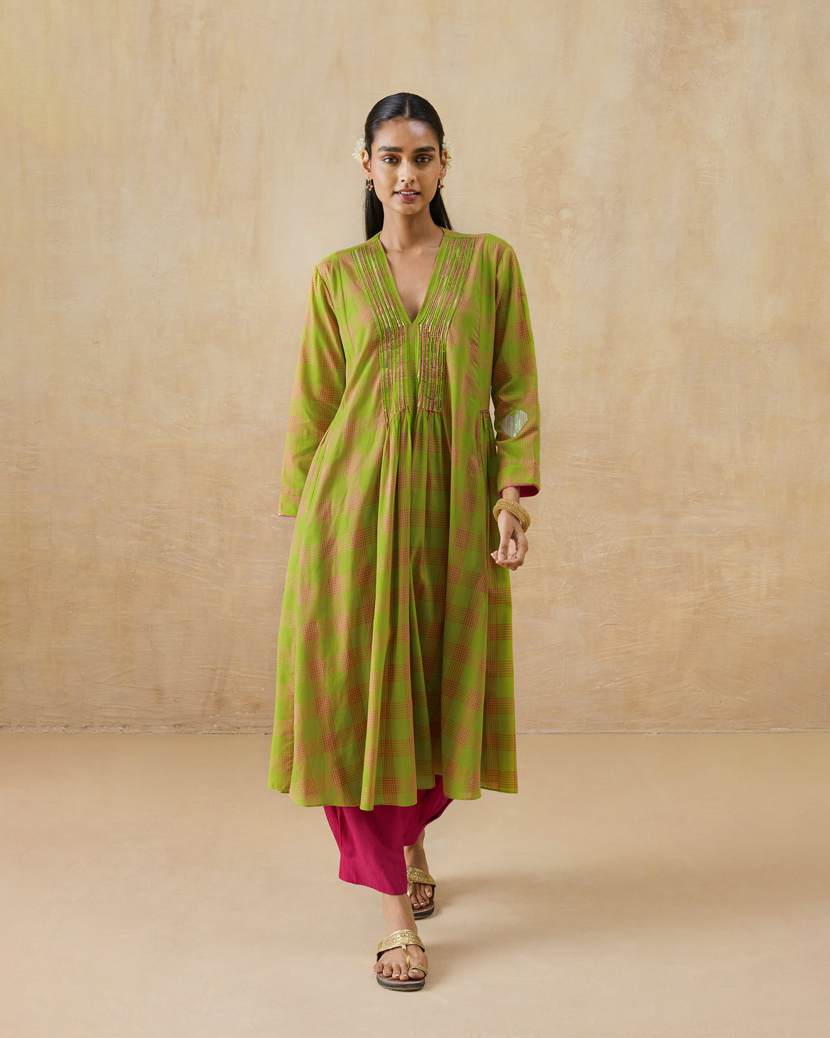 Pintuck Kurta - 100% Cotton Regular Fit