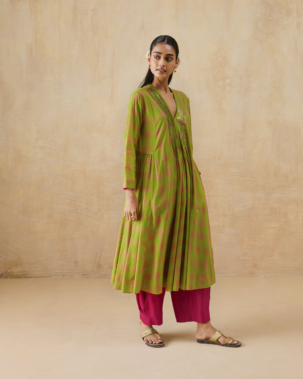 Pintuck Kurta - 100% Cotton Regular Fit