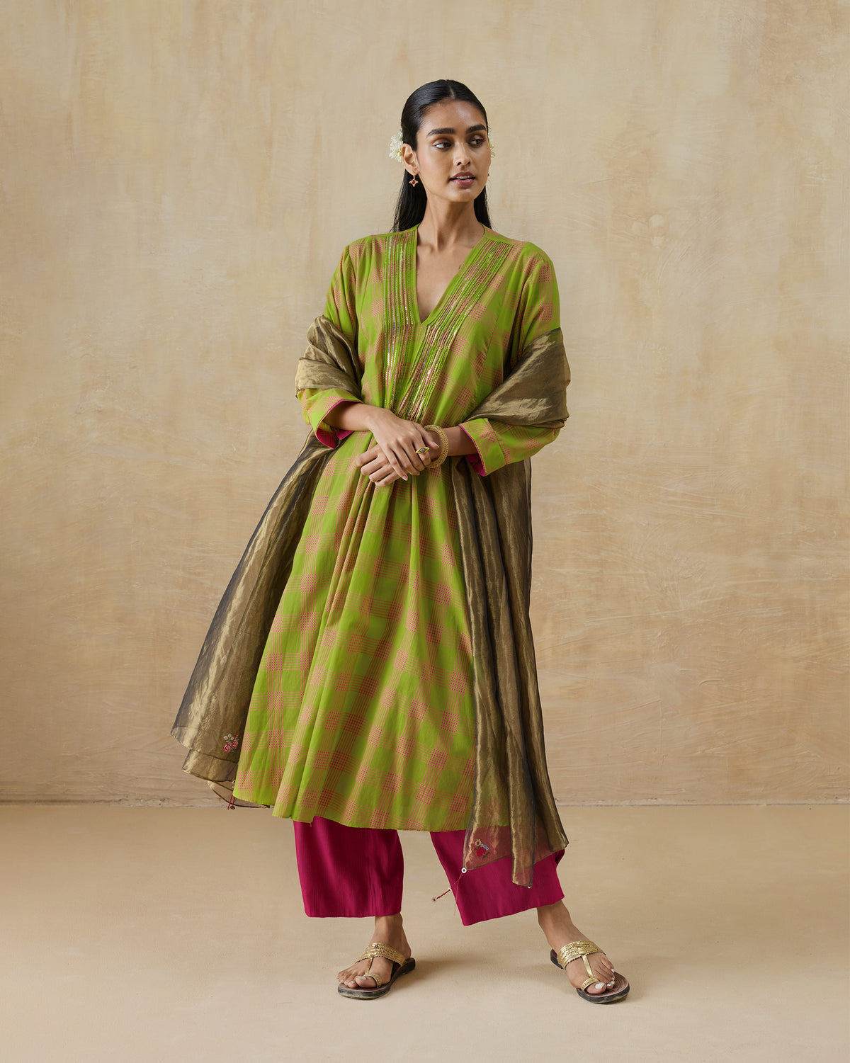 Pintuck Kurta - 100% Cotton Regular Fit