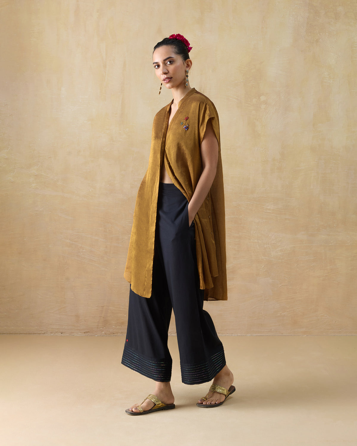 Tango Kaftan - Metallic Tissue Free Size