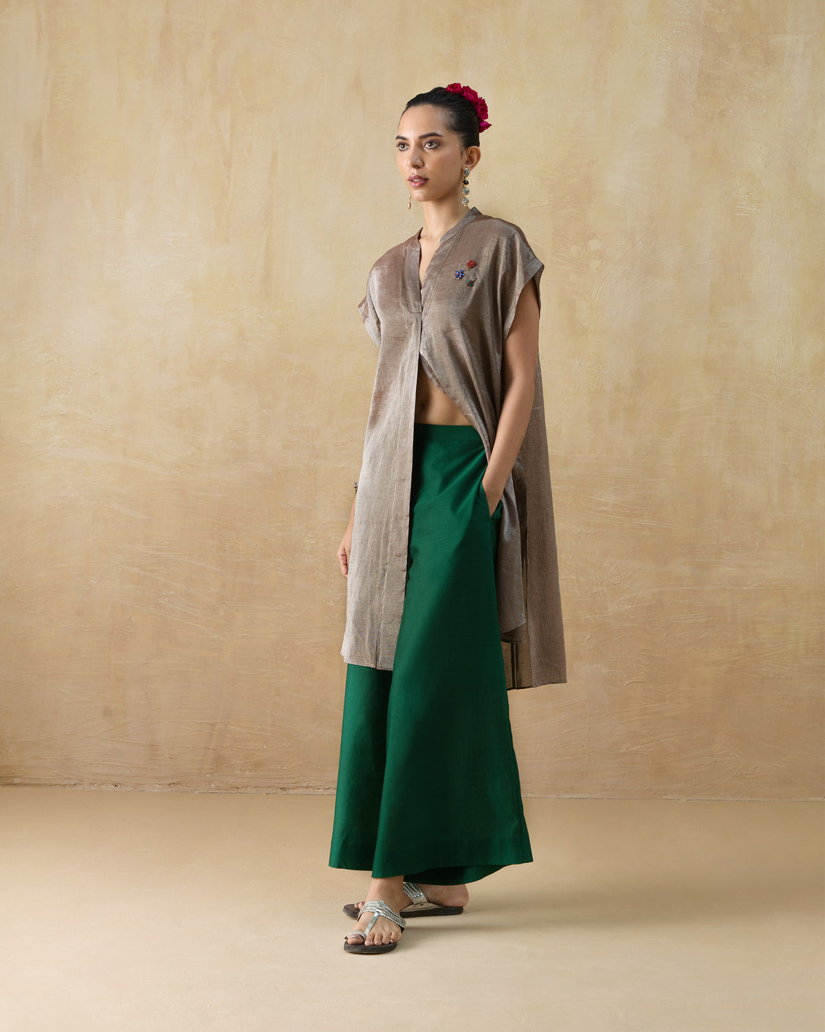 Tango Kaftan - Metallic Tissue Free Size