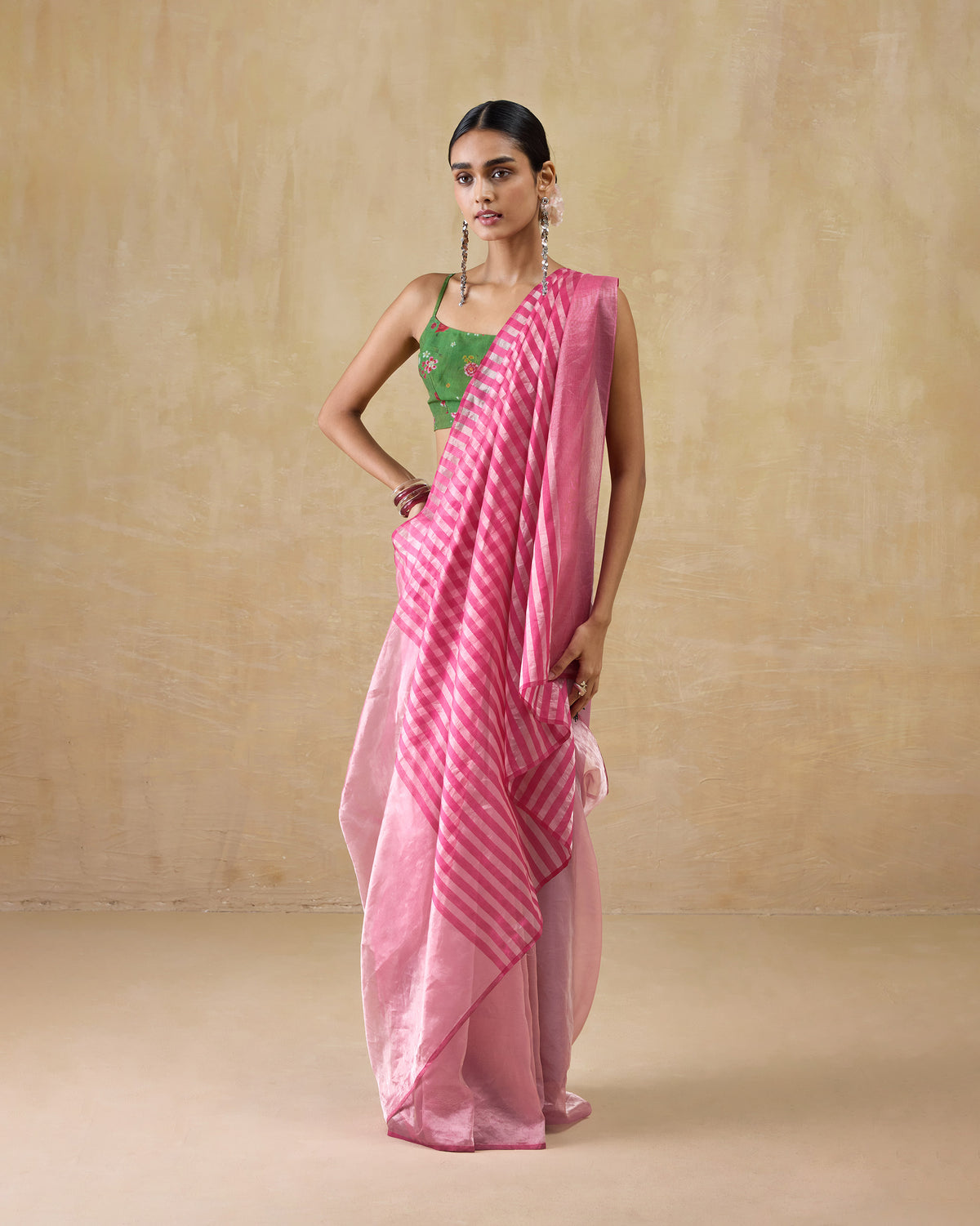 Blush Sari - Metallic Tissue