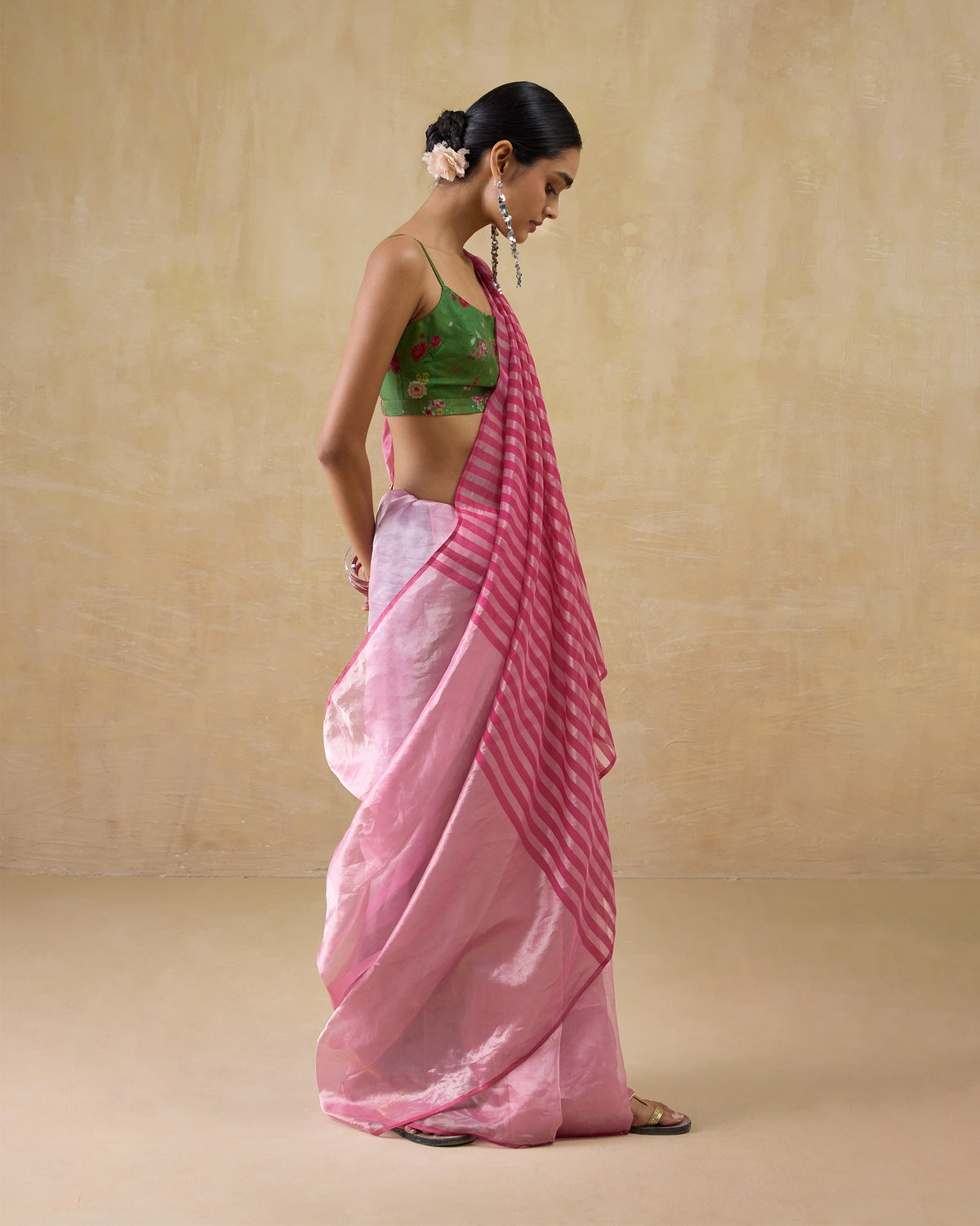Blush Sari - Metallic Tissue
