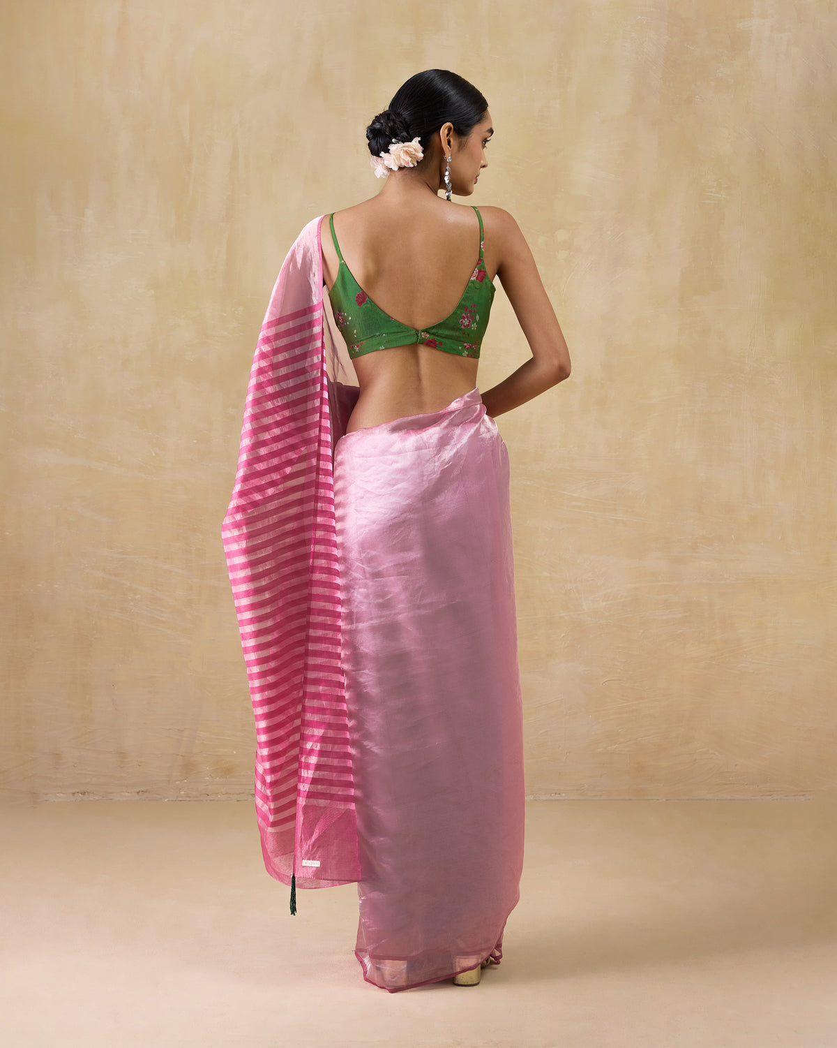 Blush Sari - Metallic Tissue