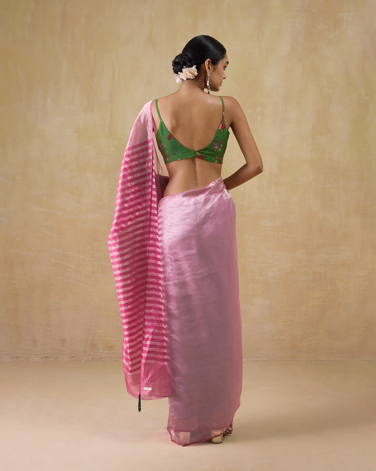 Blush Sari - Metallic Tissue