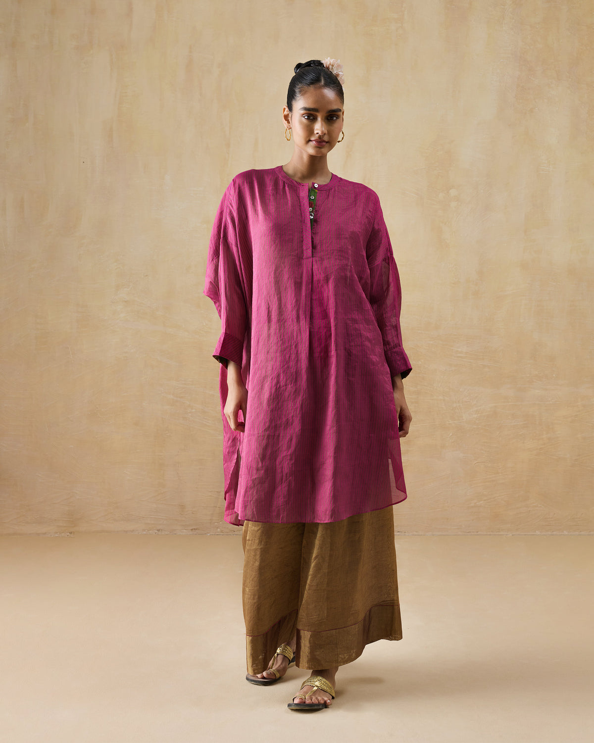 Lazy Sunday Tunic - Metallic Tissue Loose Fit