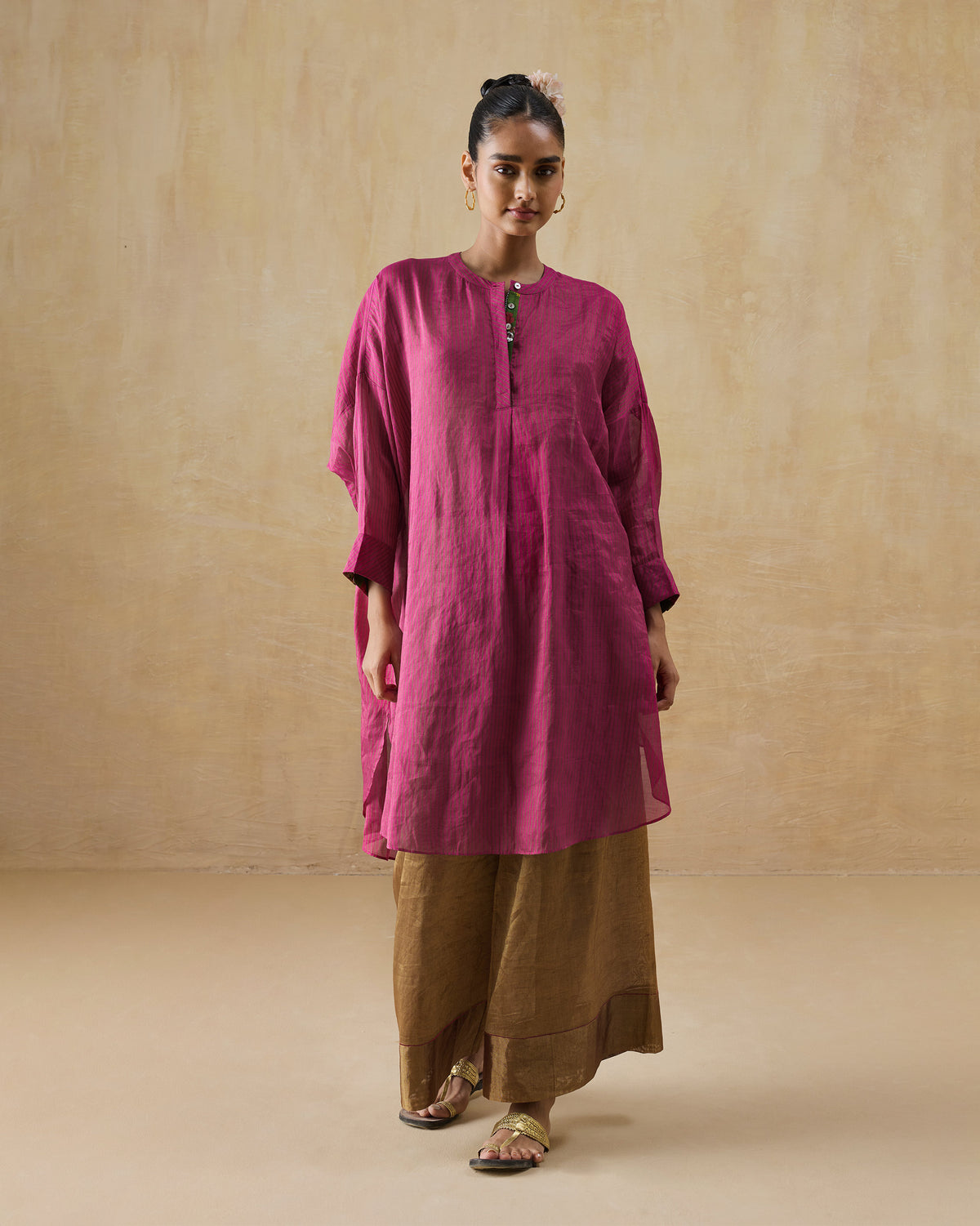 Lazy Sunday Tunic - Metallic Tissue Loose Fit
