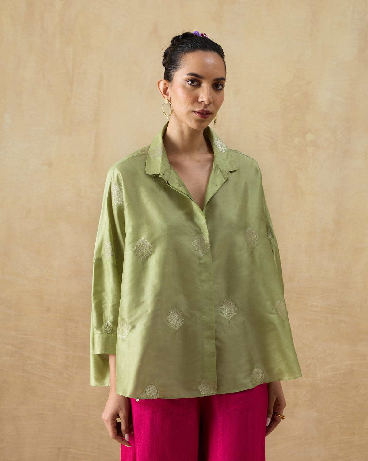 Boxy Shirt - Silk Blend Loose Fit