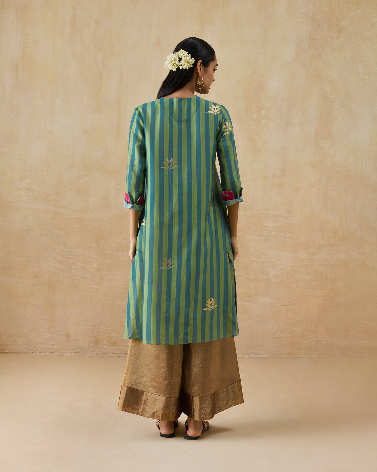 Front Pleated Kurta - Chanderi Regular Fit