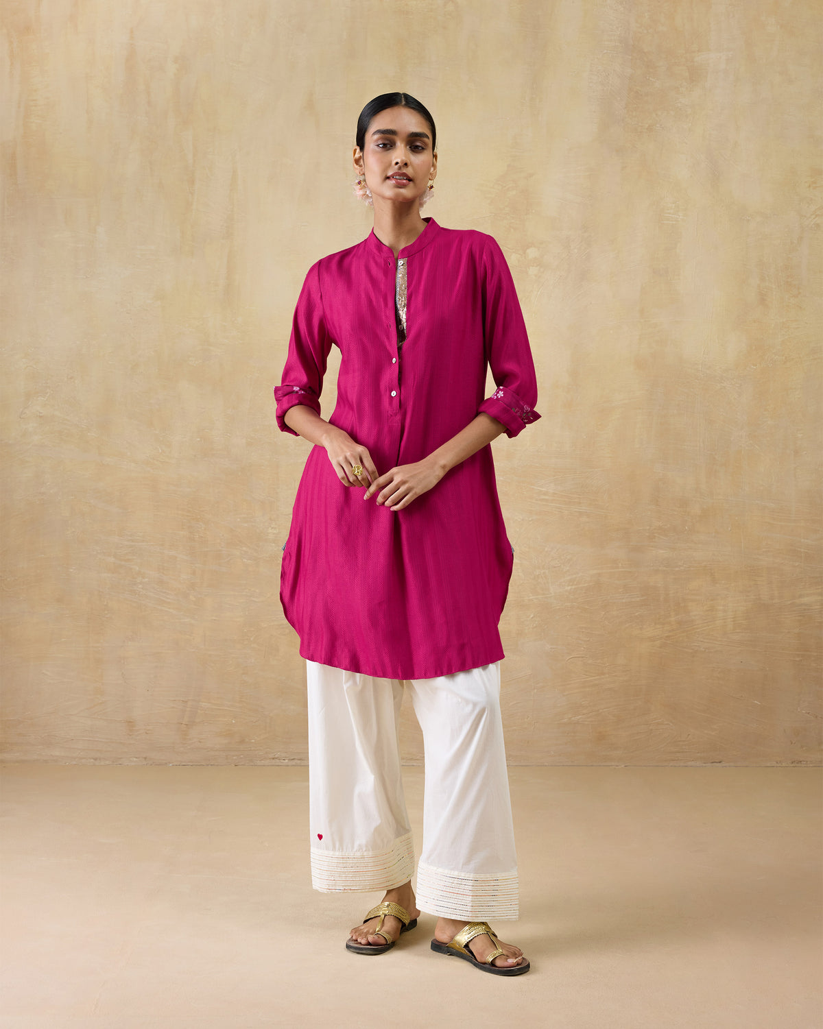 Basic Long Length Kurta - Silk Blend Regular Fit