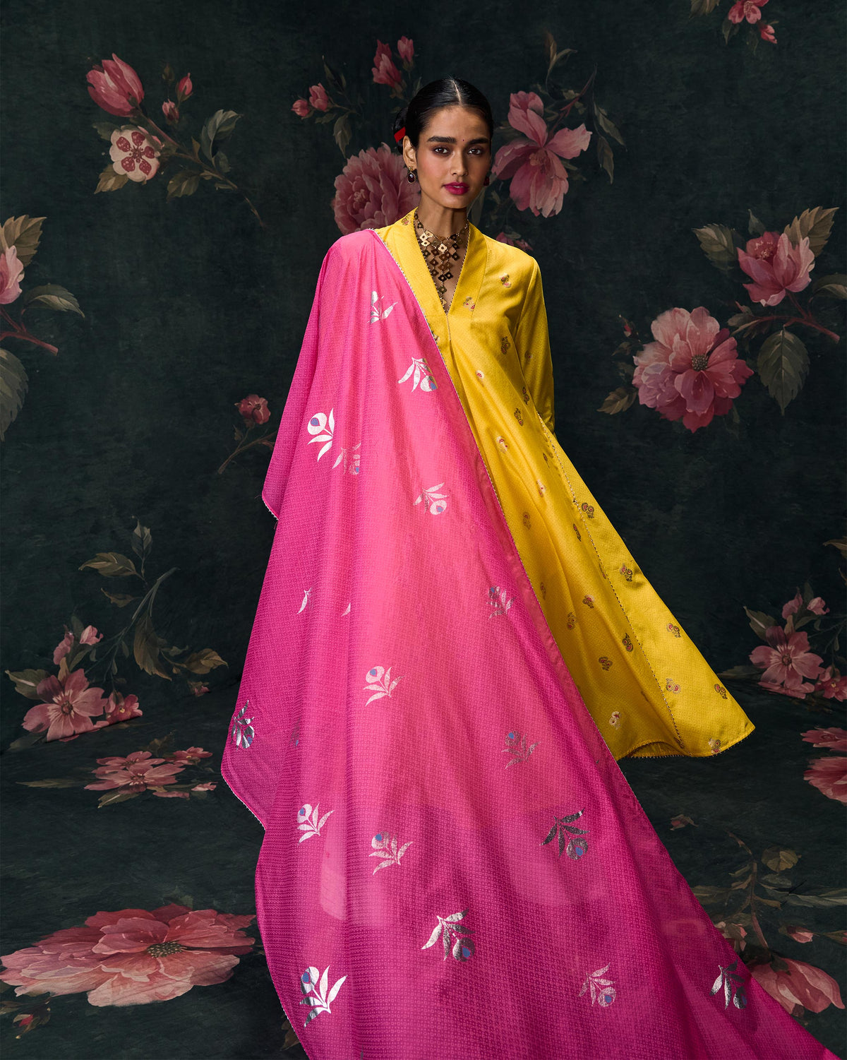 Riverdance Dupatta - Embroidered Cotton Silk