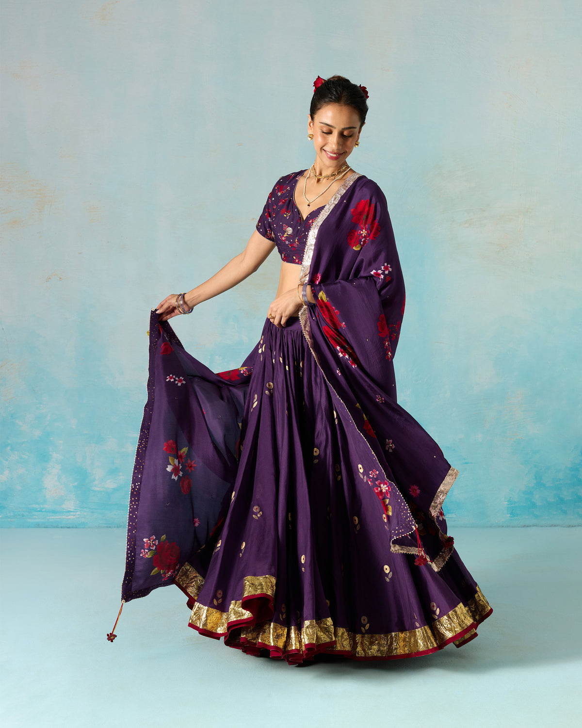 Saaya Skirt - Foil Printed Cotton Silk