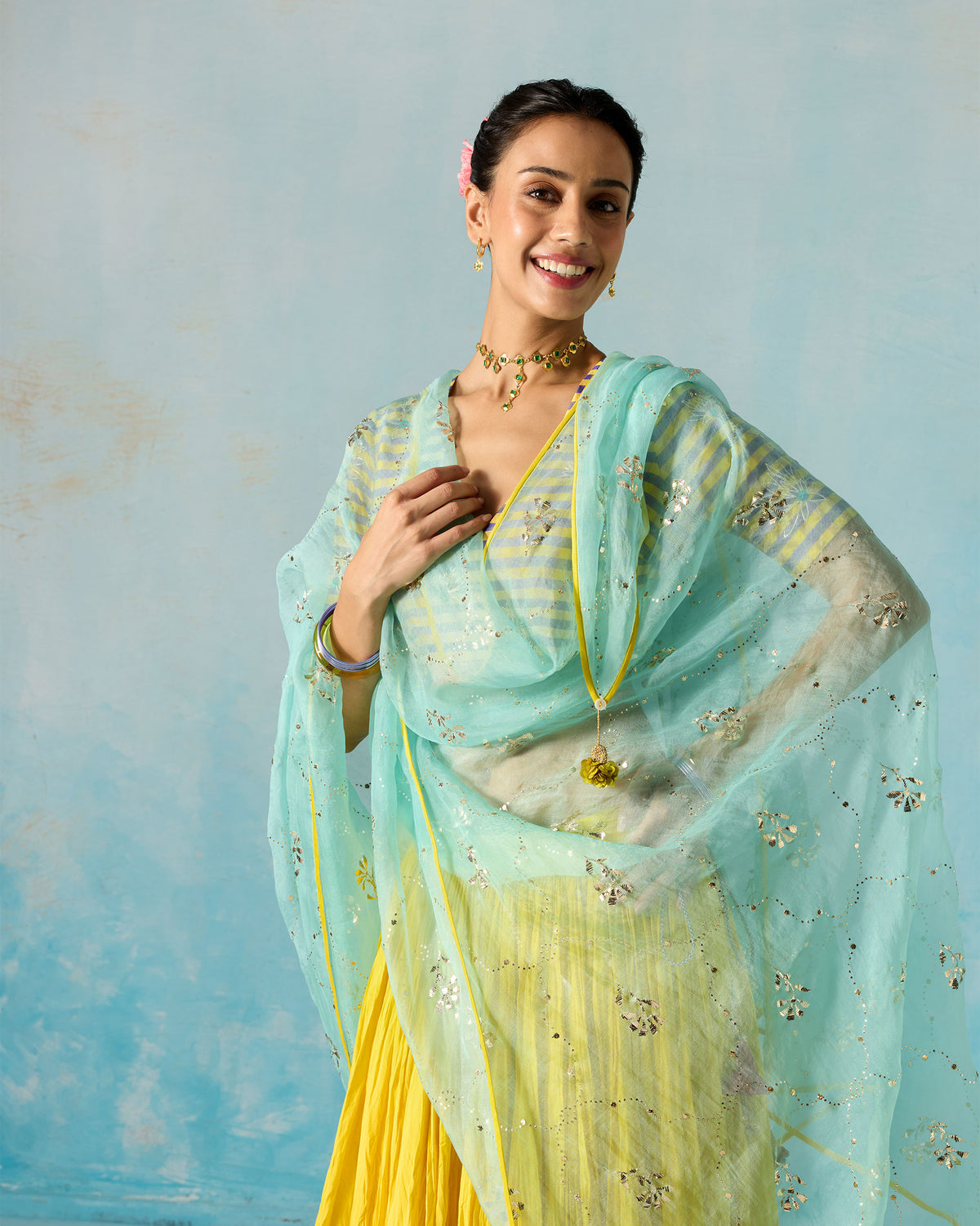 Adaa Dupatta - Embroidered Mukaish Silk Organza