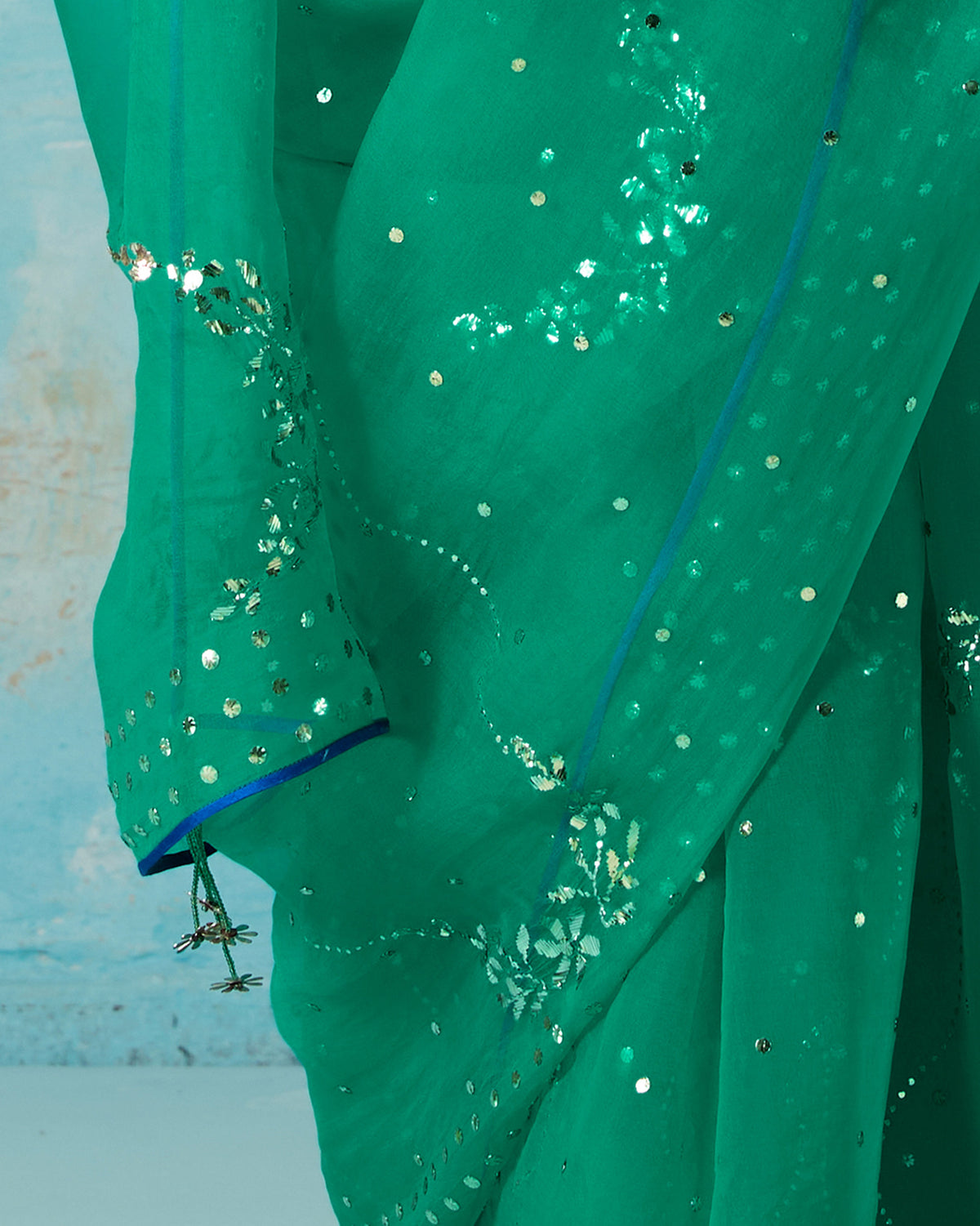 Shagun Sari - Embroidered Mukaish Silk Organza
