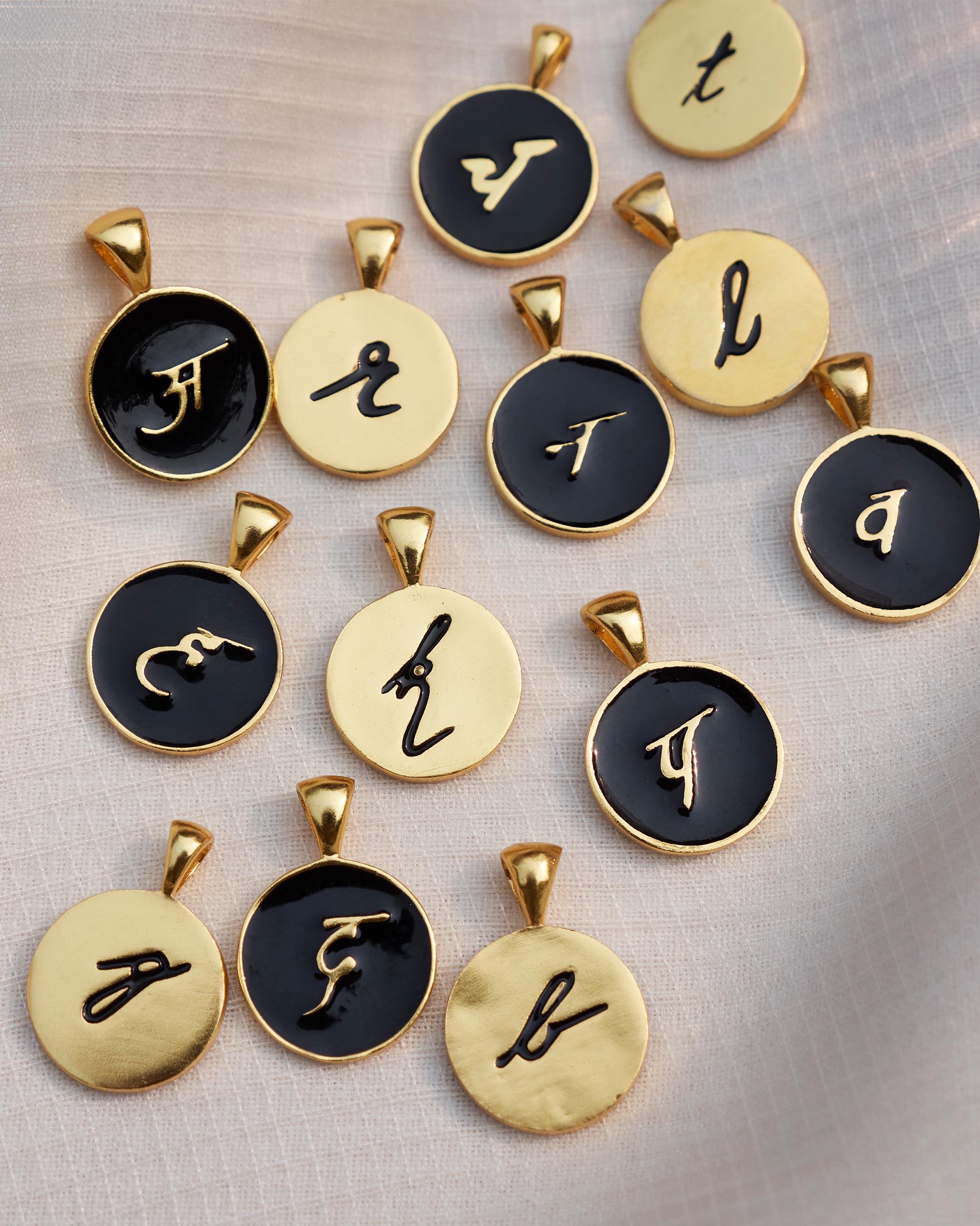 Alphabet J Charm- Black & Gold